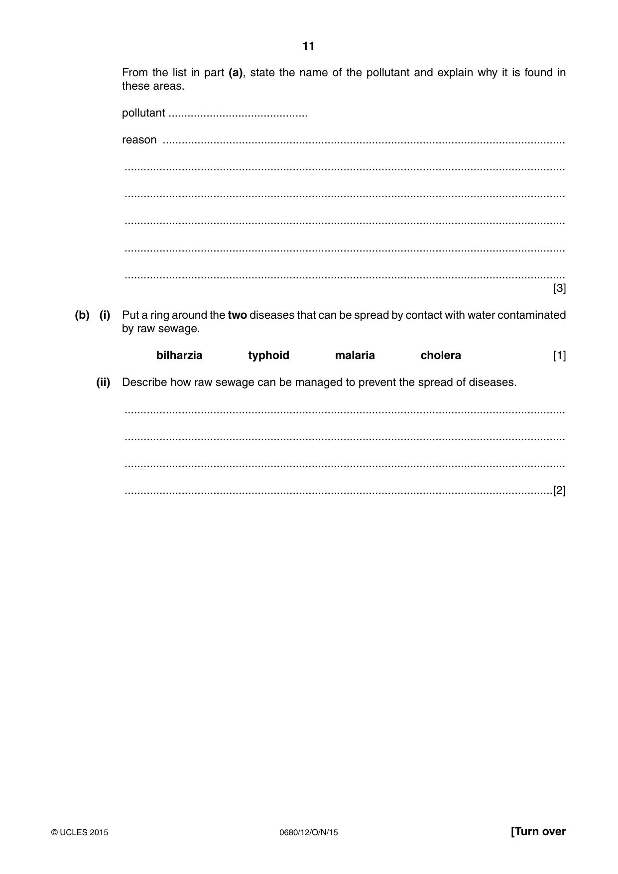 Cambridge IGCSE Environmental Management 0680 2015 Oct/Nov Paper 1 · Variant 2 question paper, page 11 of 16