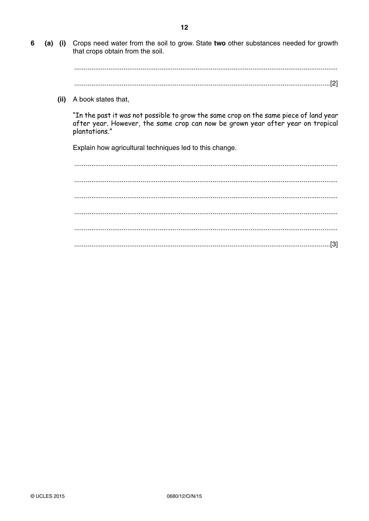 Cambridge IGCSE Environmental Management 0680 2015 Oct/Nov Paper 1 · Variant 2 question paper, page 12 of 16