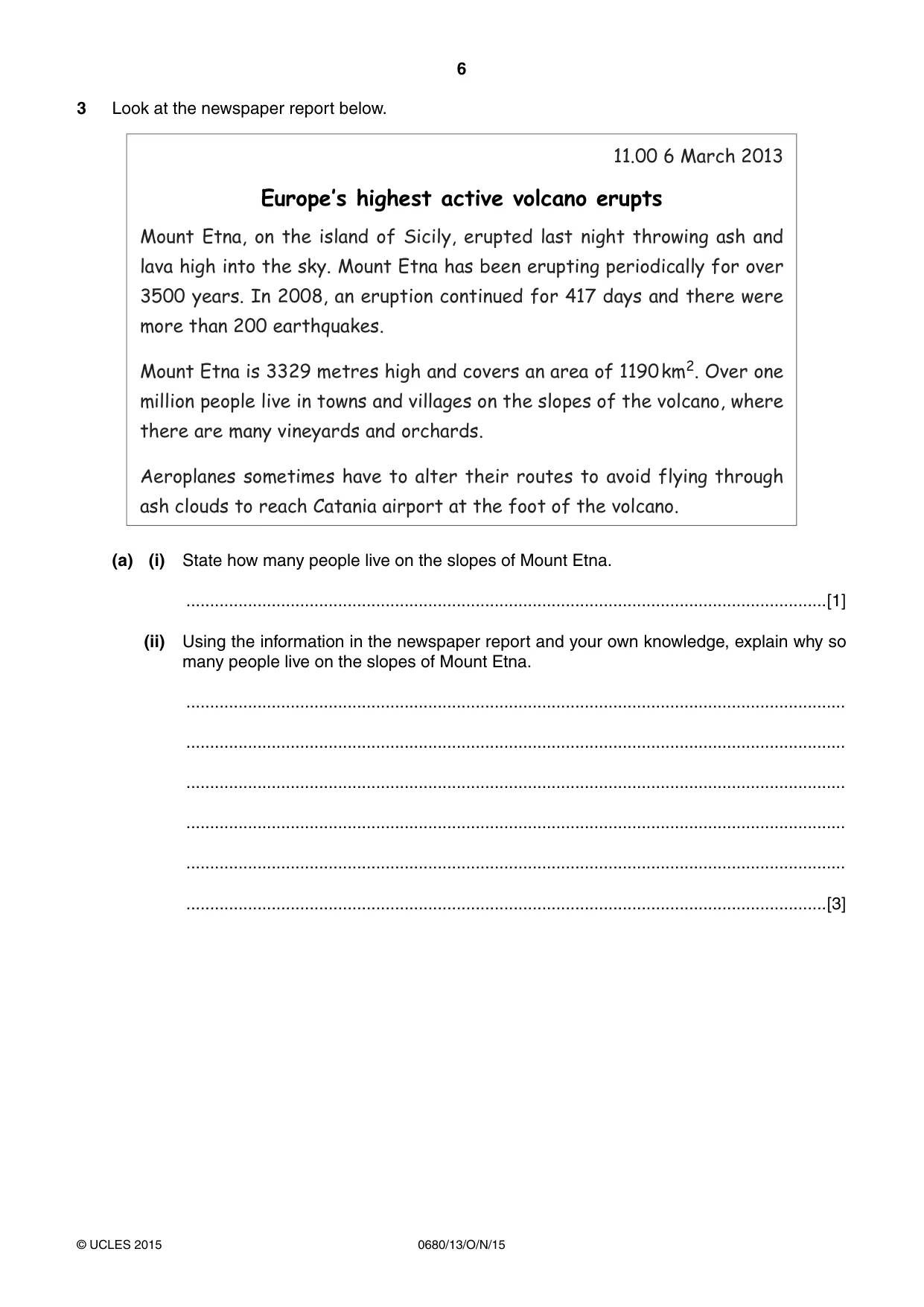 Cambridge IGCSE Environmental Management 0680 2015 Oct/Nov Paper 1 · Variant 3 question paper, page 6 of 16