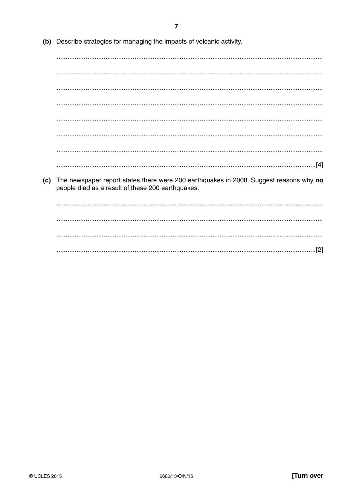 Cambridge IGCSE Environmental Management 0680 2015 Oct/Nov Paper 1 · Variant 3 question paper, page 7 of 16