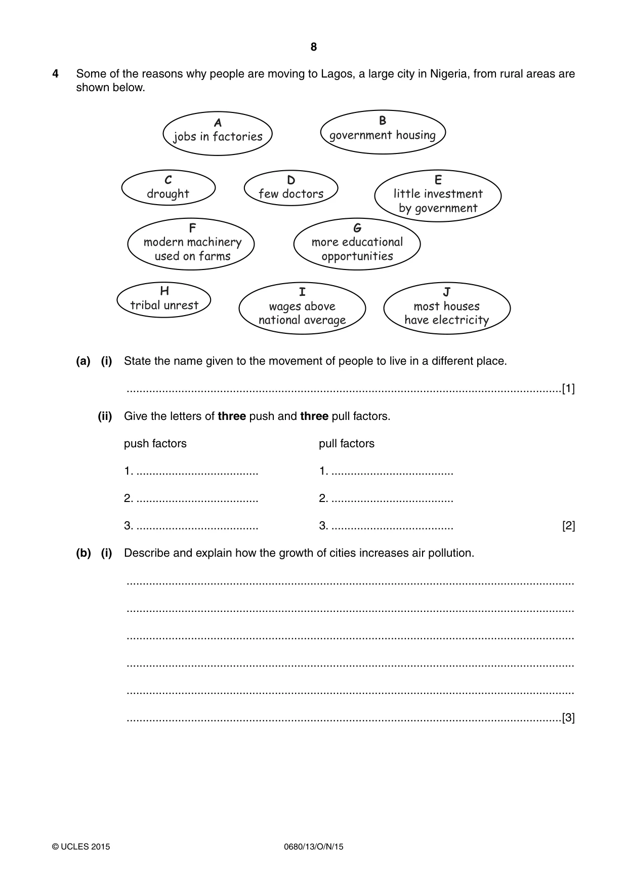 Cambridge IGCSE Environmental Management 0680 2015 Oct/Nov Paper 1 · Variant 3 question paper, page 8 of 16