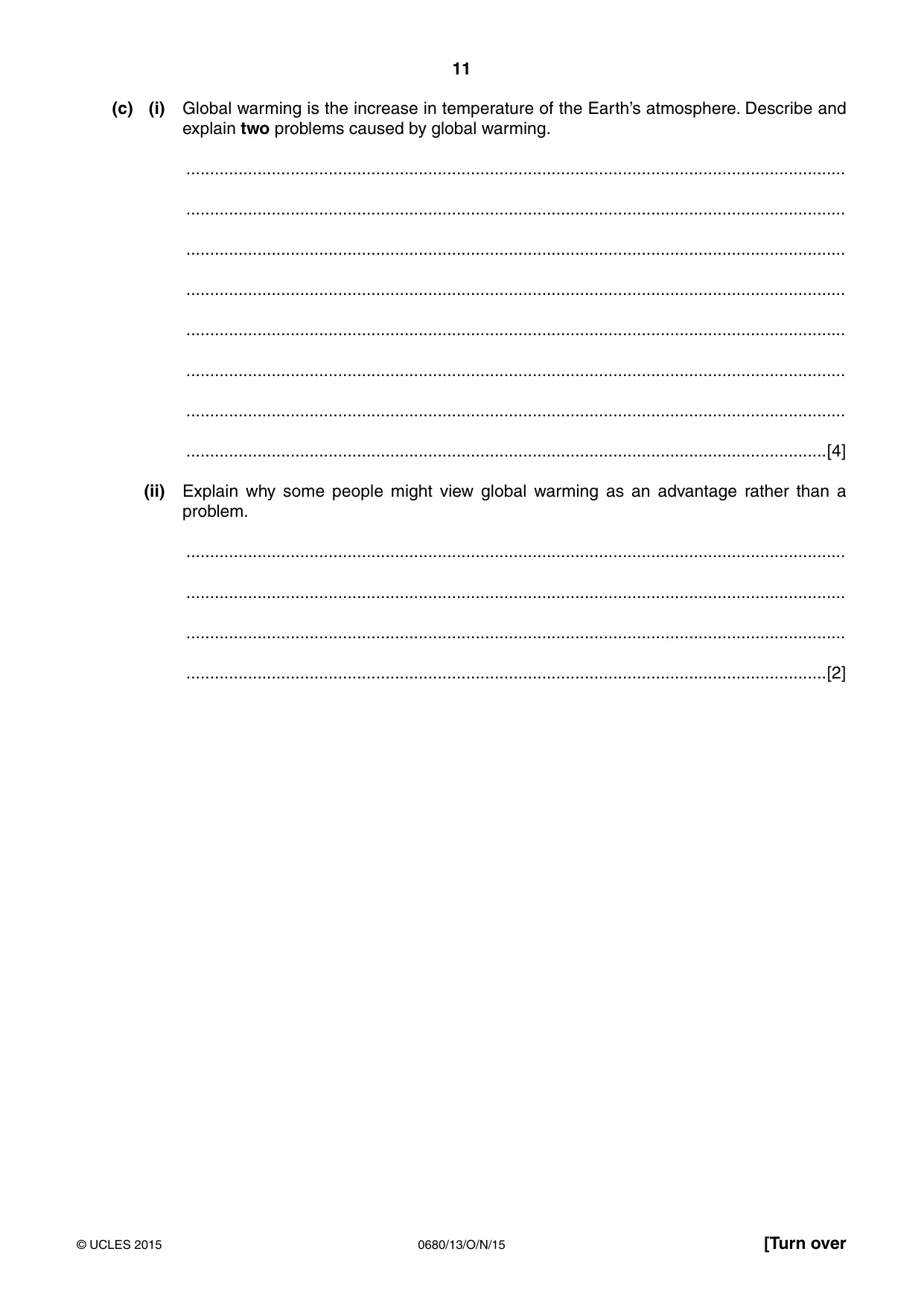 Cambridge IGCSE Environmental Management 0680 2015 Oct/Nov Paper 1 · Variant 3 question paper, page 11 of 16