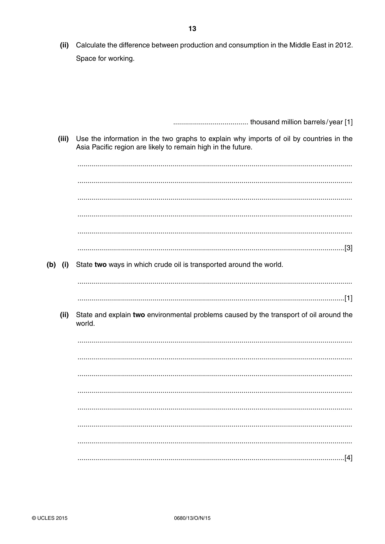 Cambridge IGCSE Environmental Management 0680 2015 Oct/Nov Paper 1 · Variant 3 question paper, page 13 of 16
