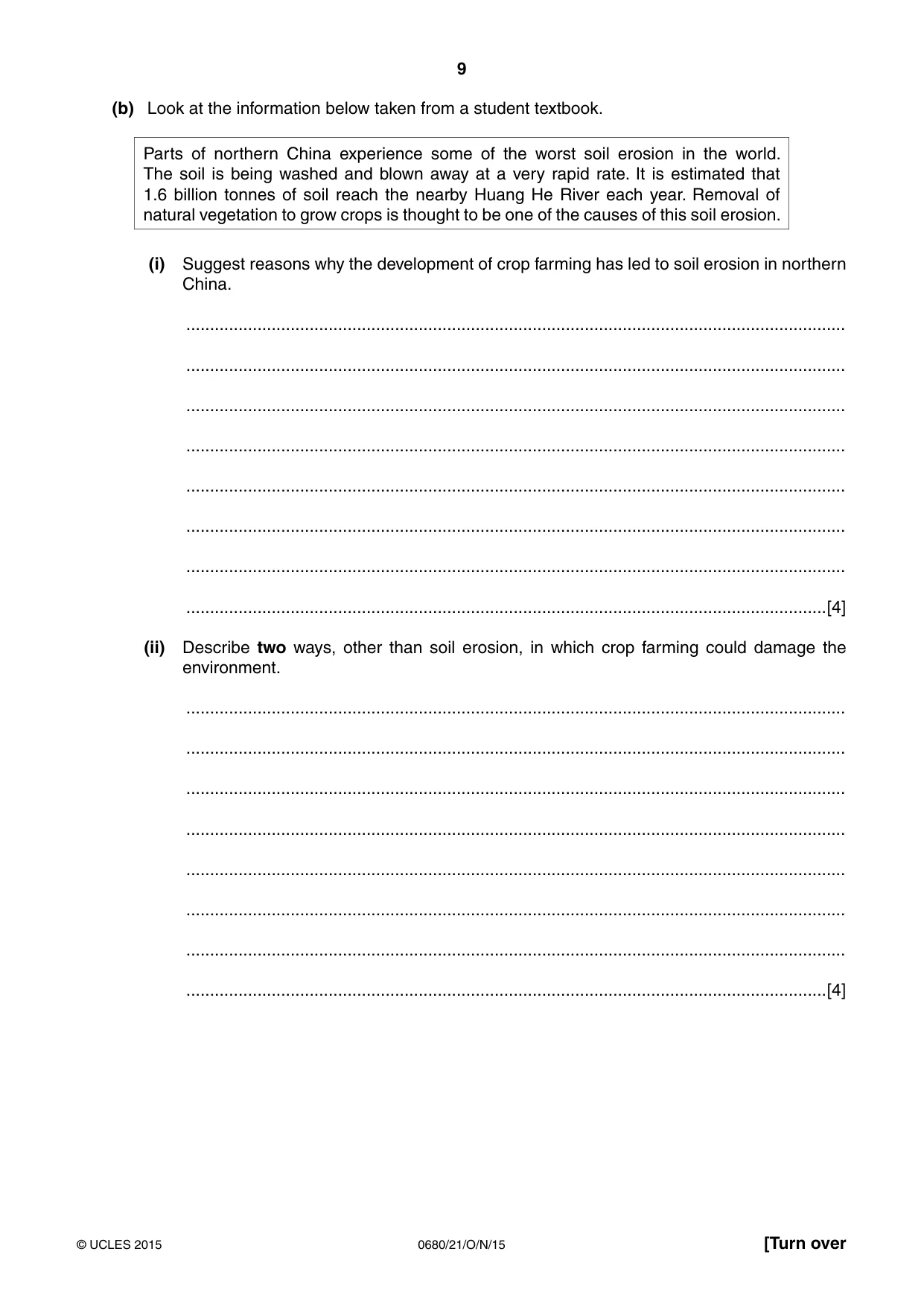 Cambridge IGCSE Environmental Management 0680 2015 Oct/Nov Paper 2 · Variant 1 question paper, page 9 of 16