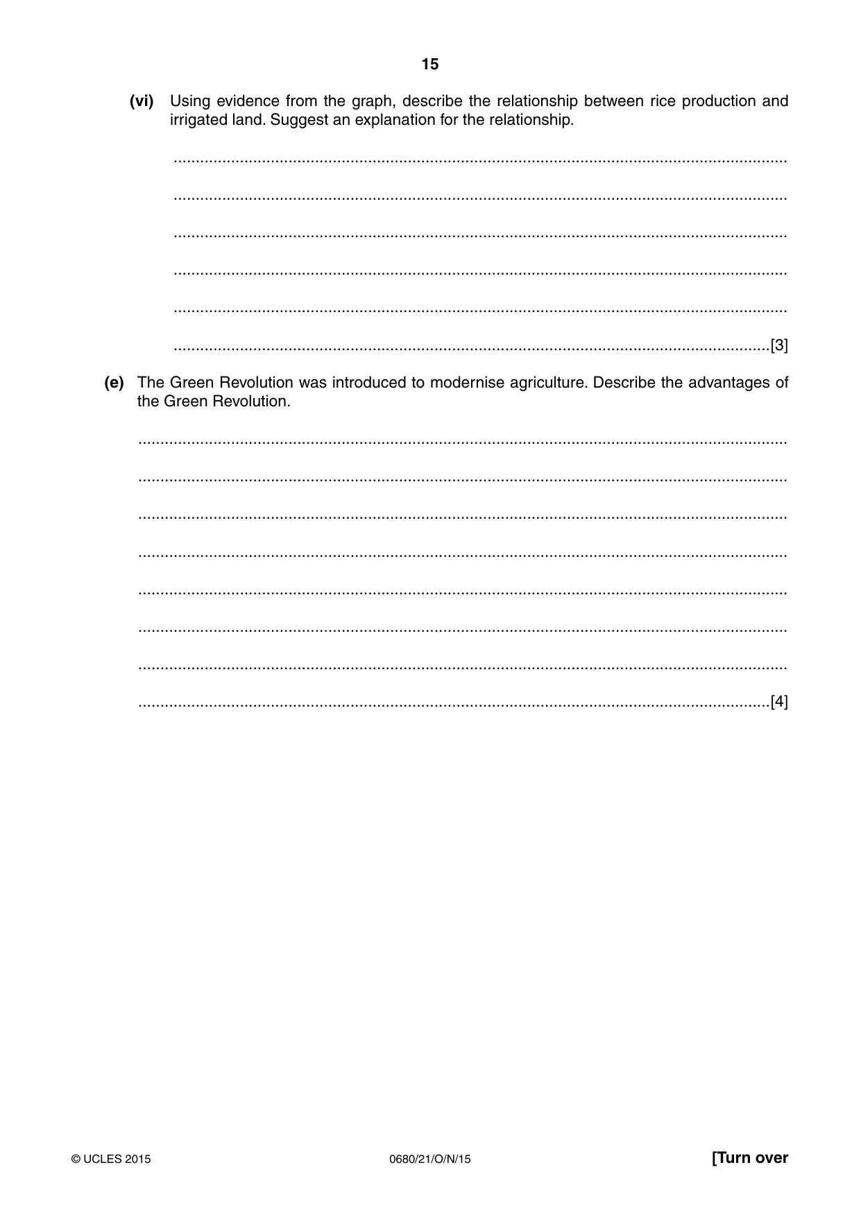 Cambridge IGCSE Environmental Management 0680 2015 Oct/Nov Paper 2 · Variant 1 question paper, page 15 of 16