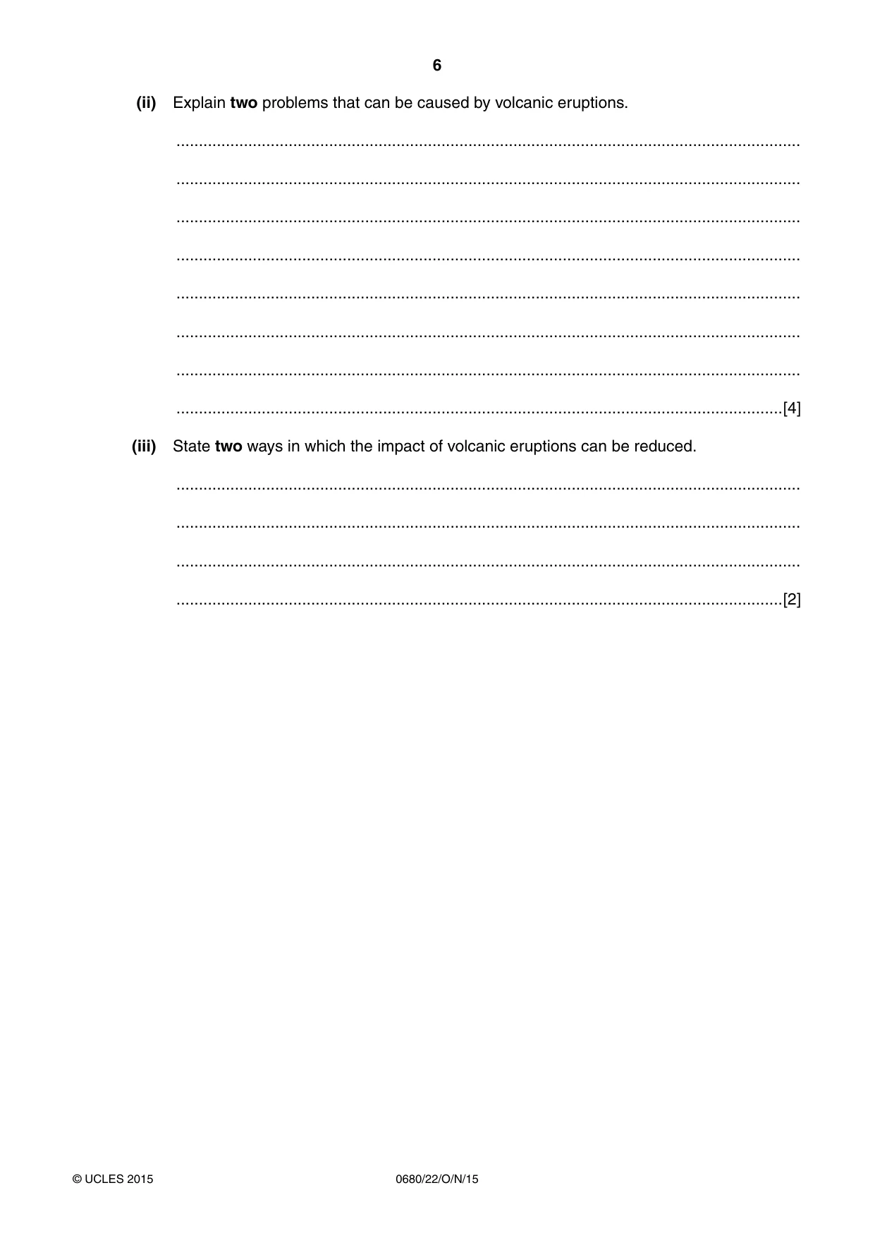 Cambridge IGCSE Environmental Management 0680 2015 Oct/Nov Paper 2 · Variant 2 question paper, page 6 of 16