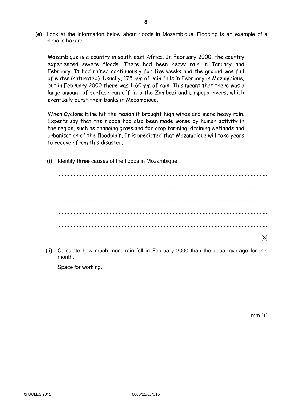 Cambridge IGCSE Environmental Management 0680 2015 Oct/Nov Paper 2 · Variant 2 question paper, page 8 of 16