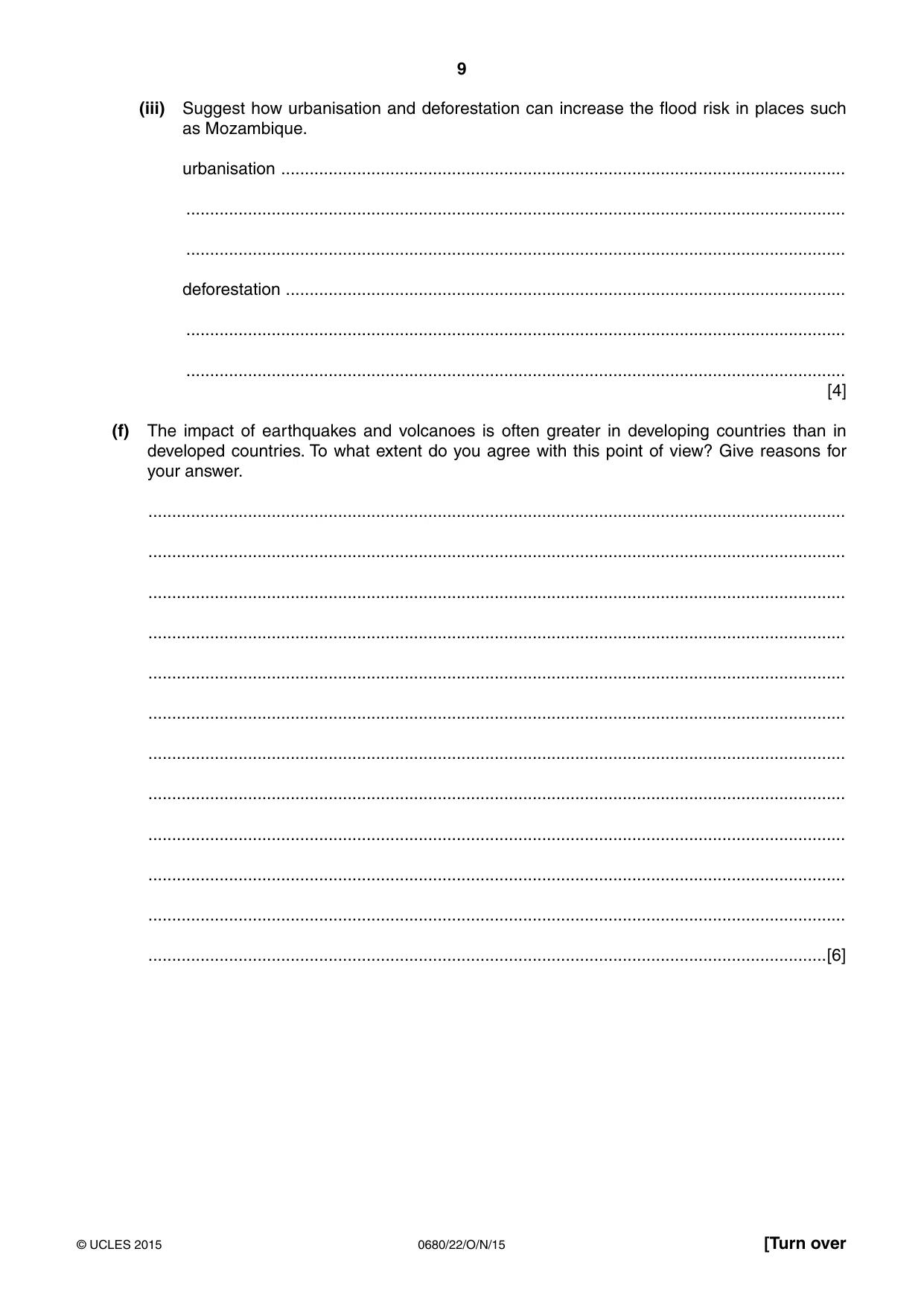 Cambridge IGCSE Environmental Management 0680 2015 Oct/Nov Paper 2 · Variant 2 question paper, page 9 of 16