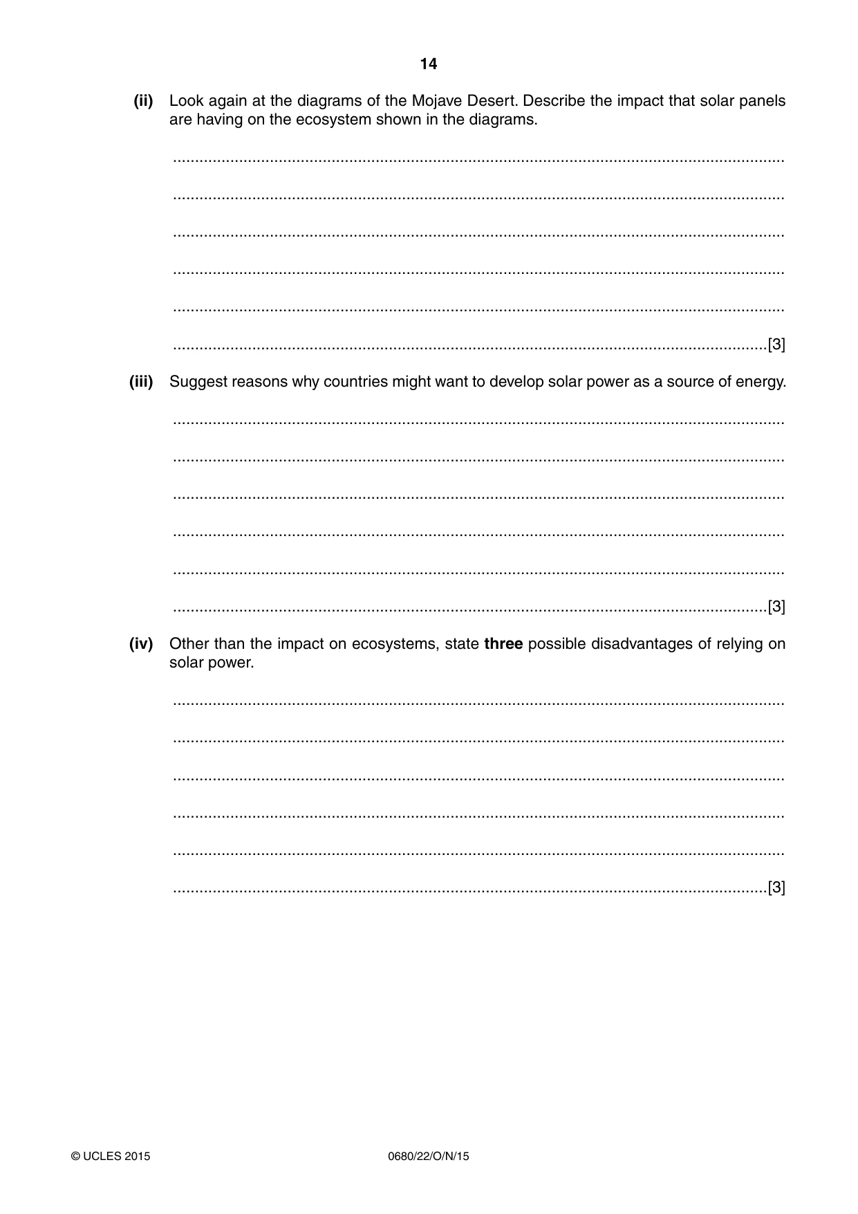Cambridge IGCSE Environmental Management 0680 2015 Oct/Nov Paper 2 · Variant 2 question paper, page 14 of 16