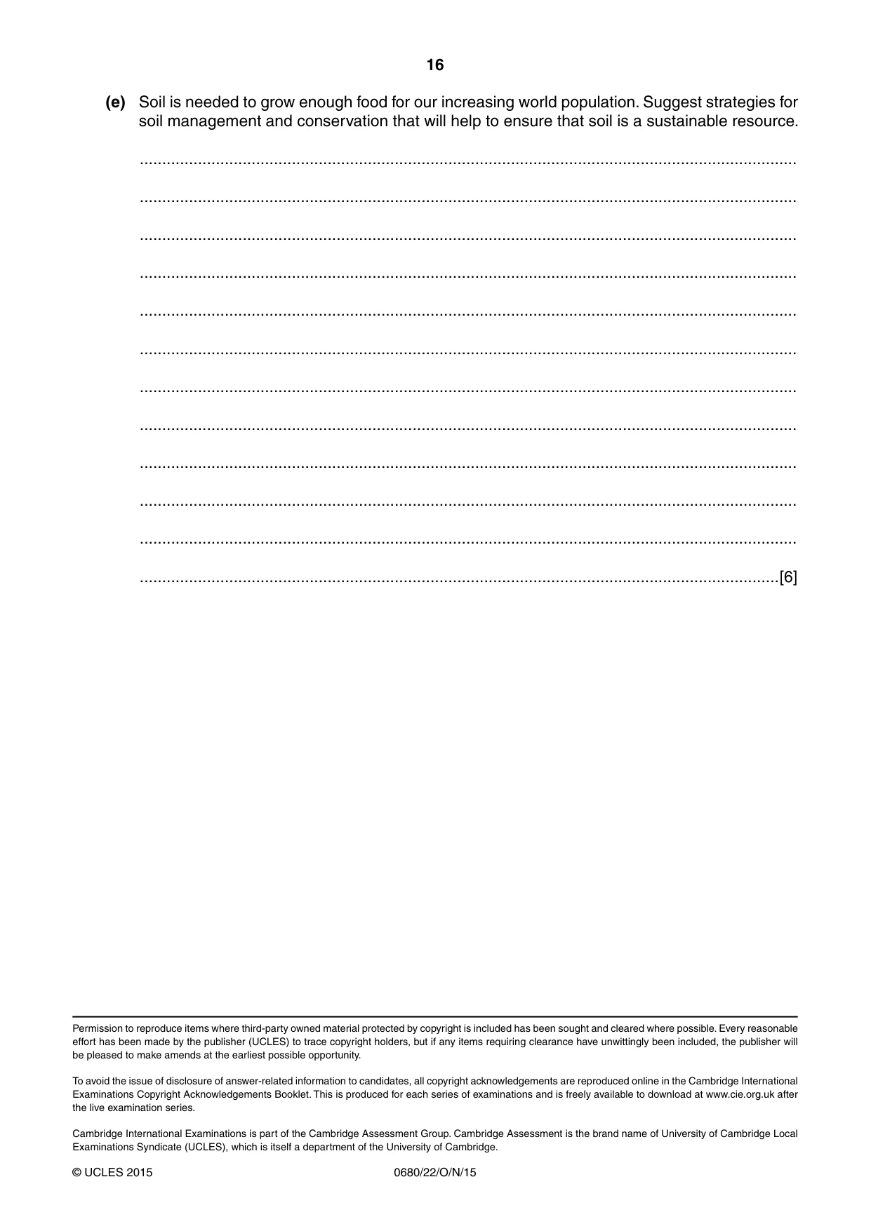 Cambridge IGCSE Environmental Management 0680 2015 Oct/Nov Paper 2 · Variant 2 question paper, page 16 of 16