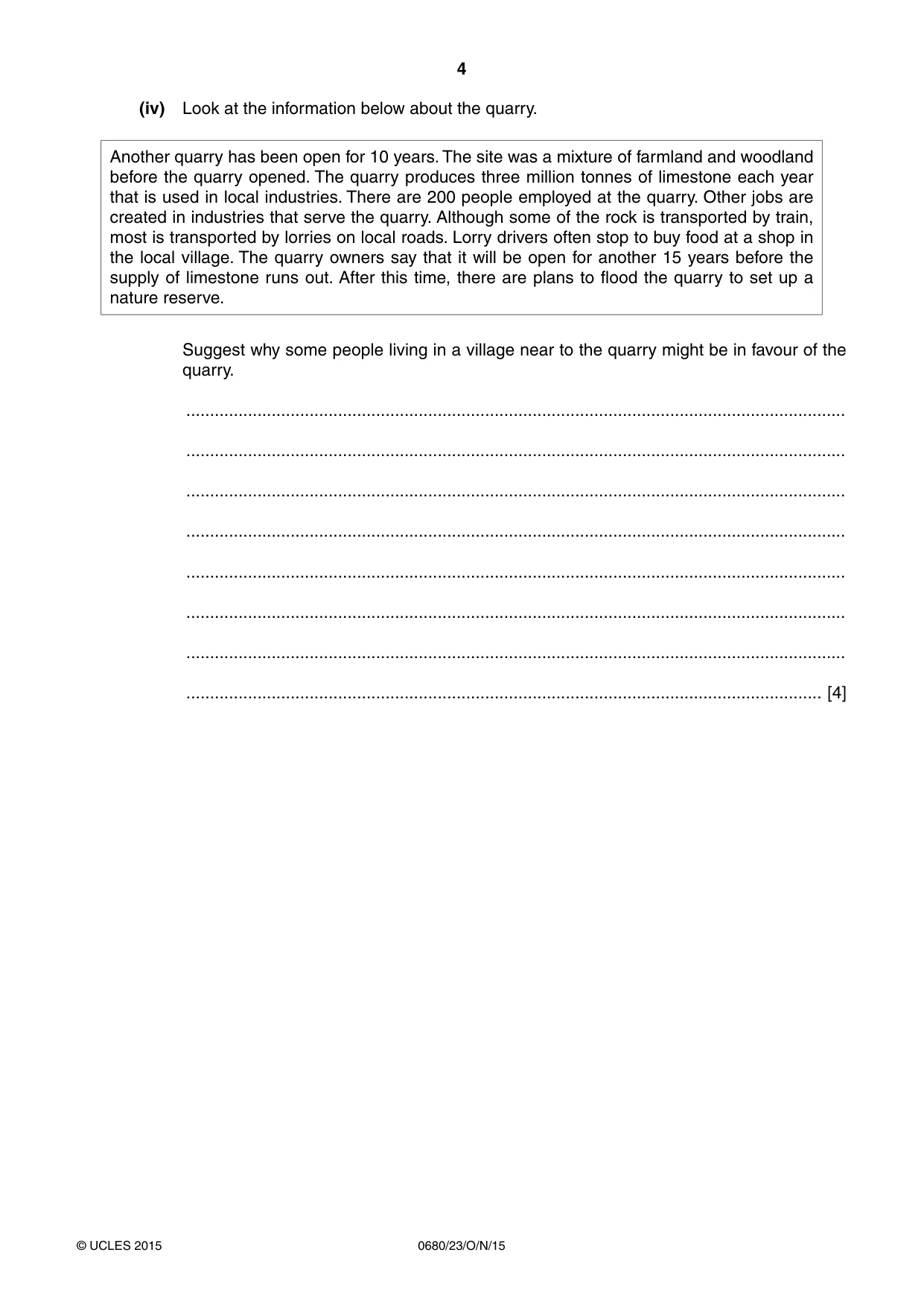 Cambridge IGCSE Environmental Management 0680 2015 Oct/Nov Paper 2 · Variant 3 question paper, page 4 of 16