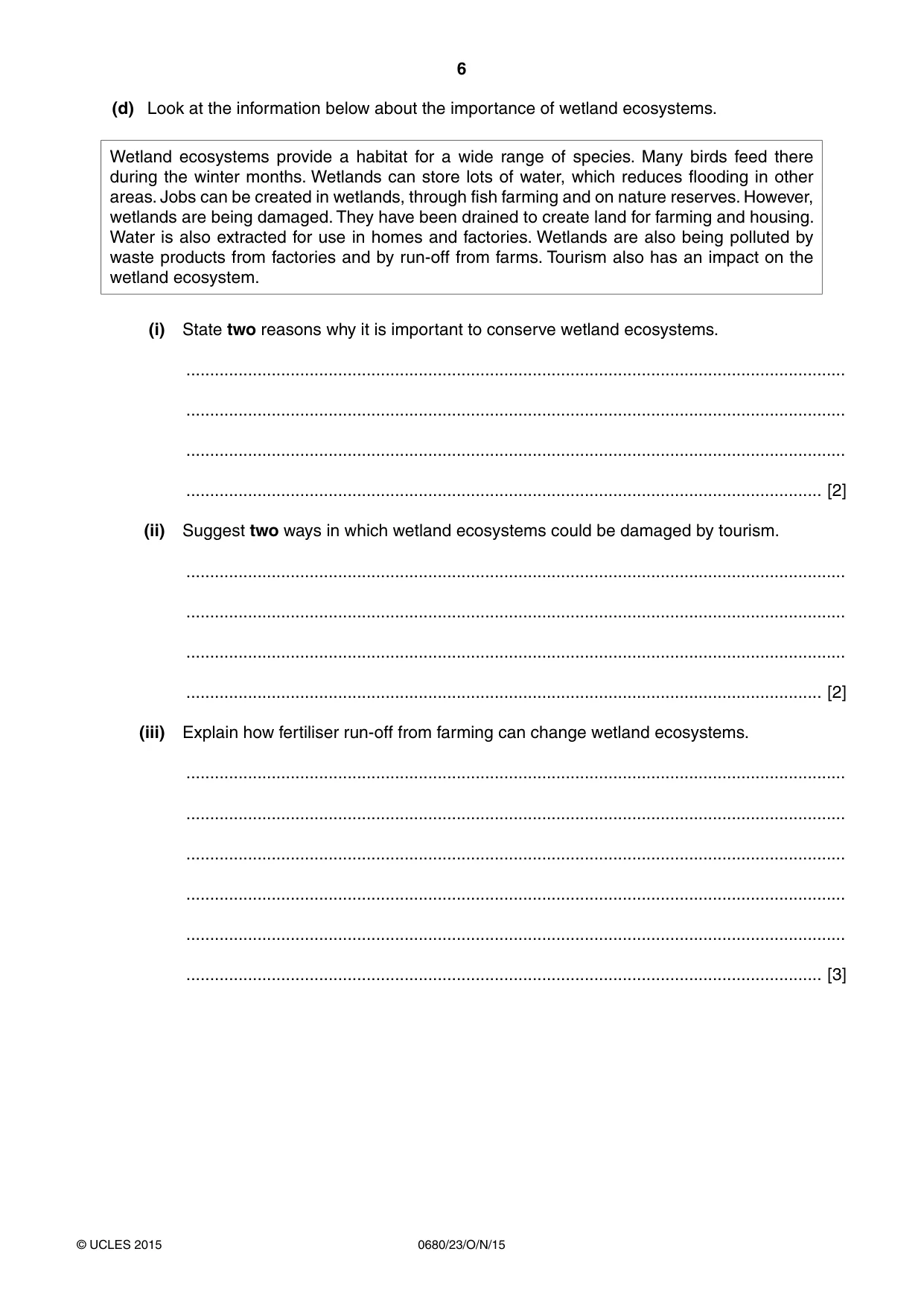Cambridge IGCSE Environmental Management 0680 2015 Oct/Nov Paper 2 · Variant 3 question paper, page 6 of 16