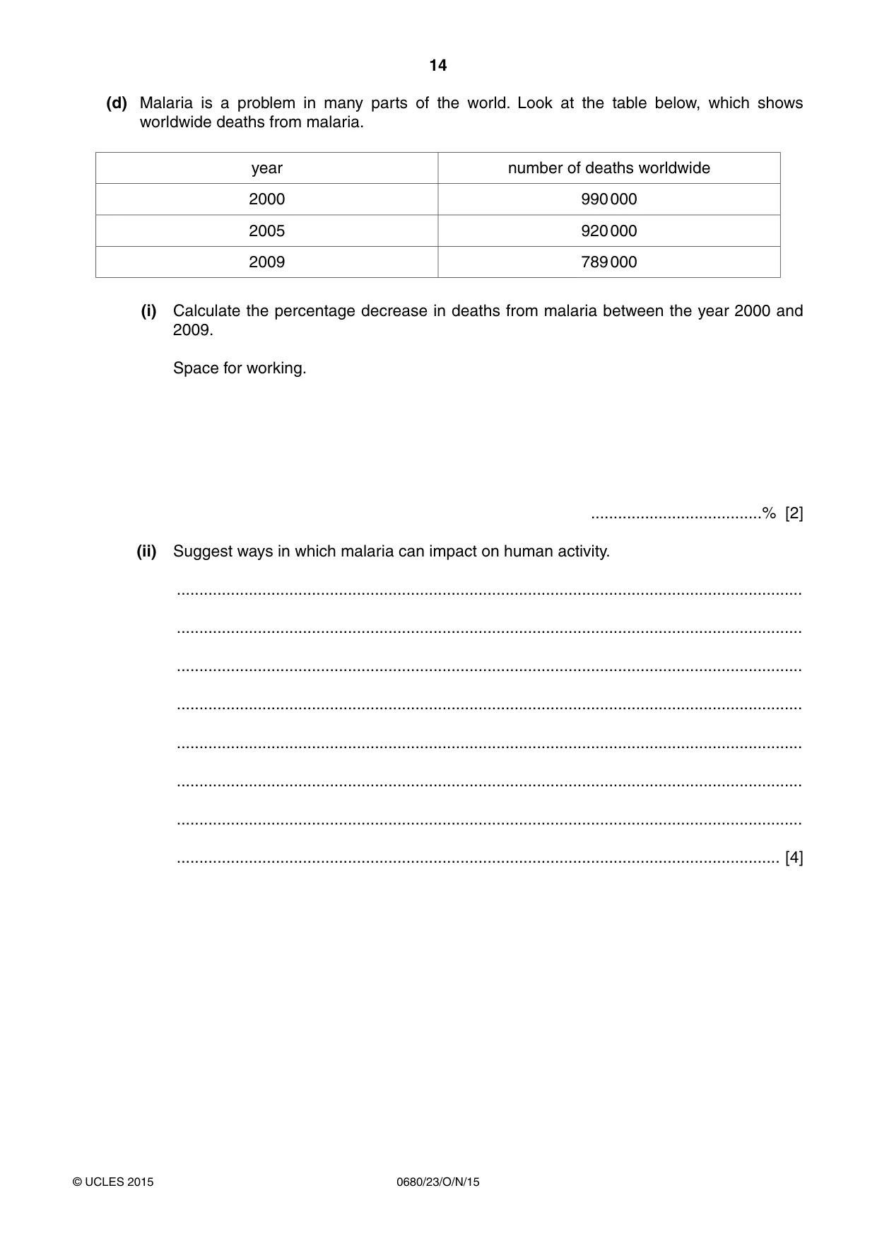 Cambridge IGCSE Environmental Management 0680 2015 Oct/Nov Paper 2 · Variant 3 question paper, page 14 of 16