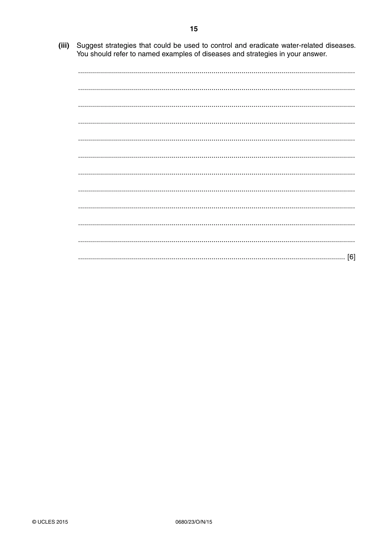 Cambridge IGCSE Environmental Management 0680 2015 Oct/Nov Paper 2 · Variant 3 question paper, page 15 of 16