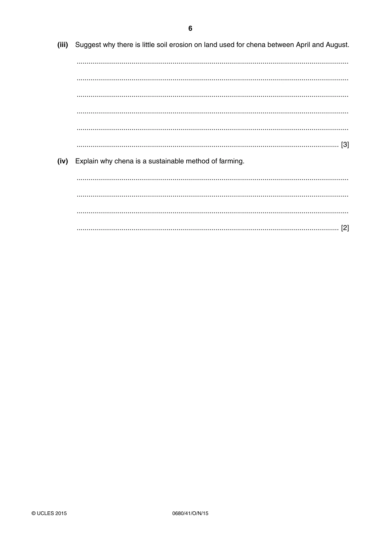 Cambridge IGCSE Environmental Management 0680 2015 Oct/Nov Paper 4 · Variant 1 question paper, page 6 of 16