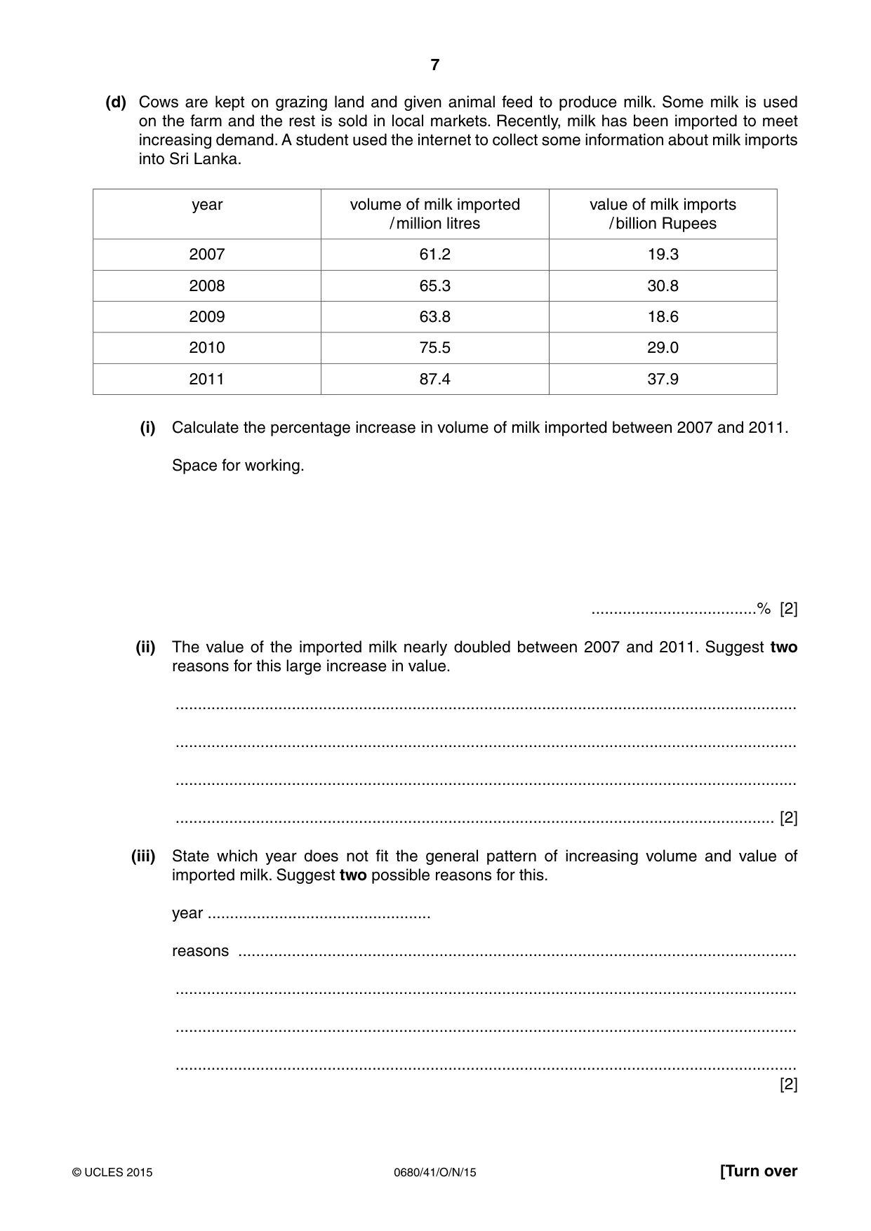 Cambridge IGCSE Environmental Management 0680 2015 Oct/Nov Paper 4 · Variant 1 question paper, page 7 of 16