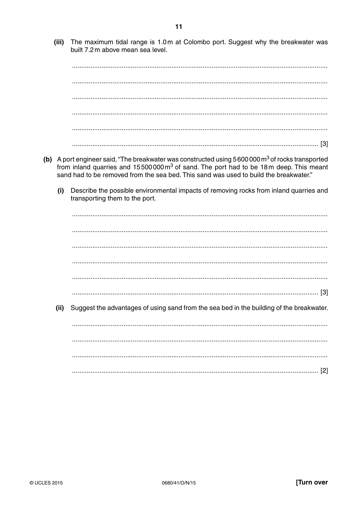 Cambridge IGCSE Environmental Management 0680 2015 Oct/Nov Paper 4 · Variant 1 question paper, page 11 of 16