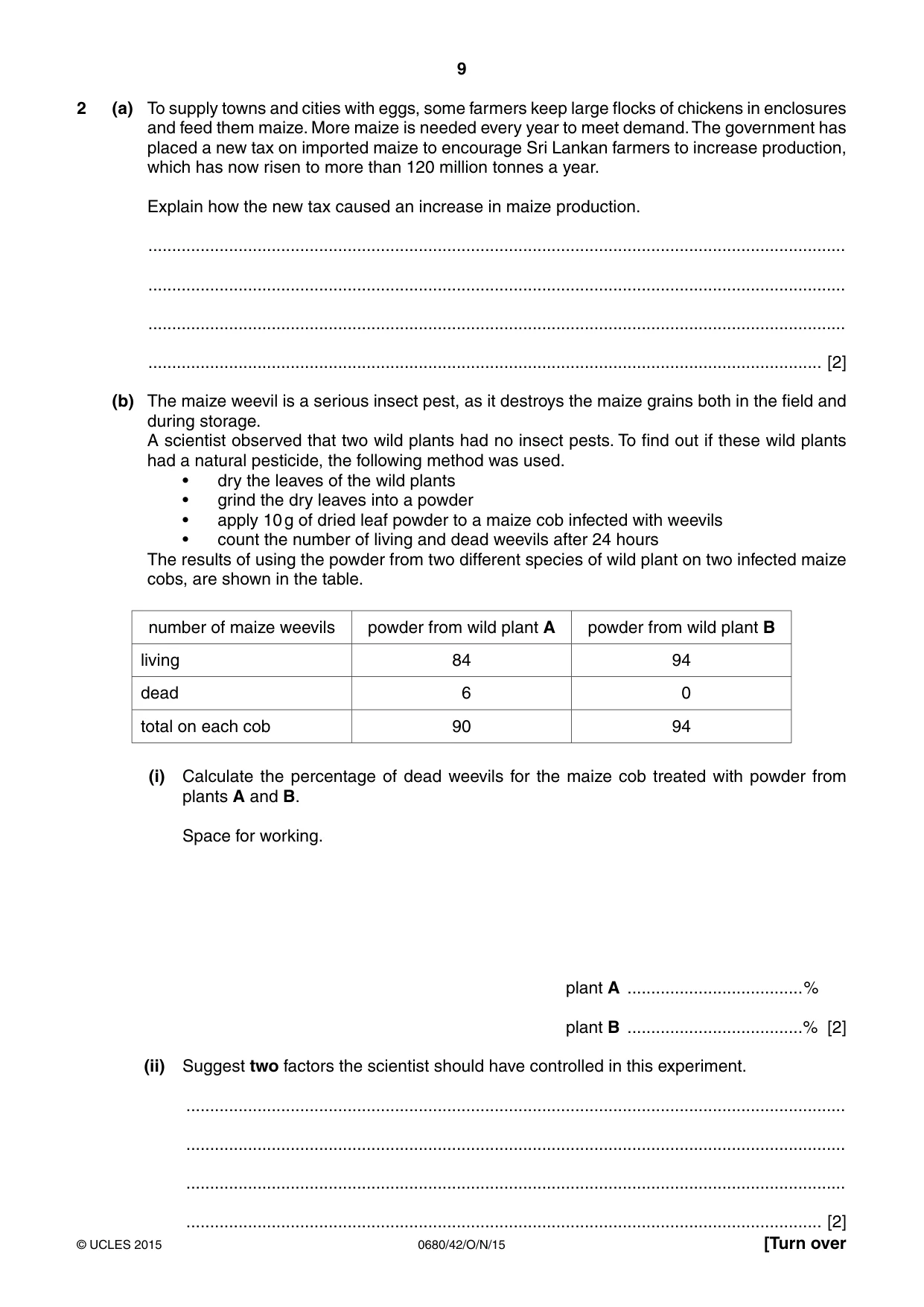 Cambridge IGCSE Environmental Management 0680 2015 Oct/Nov Paper 4 · Variant 2 question paper, page 9 of 16