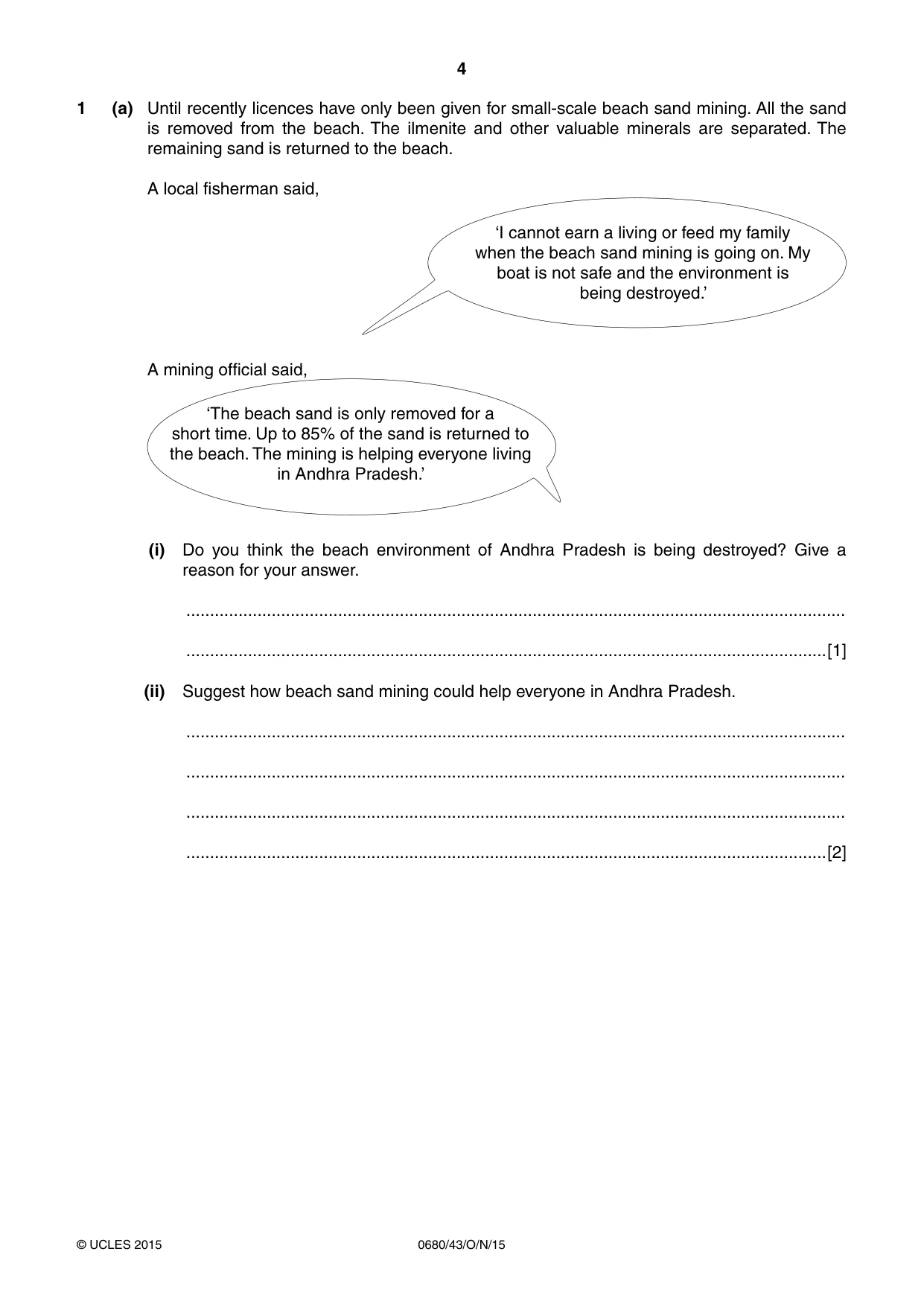 Cambridge IGCSE Environmental Management 0680 2015 Oct/Nov Paper 4 · Variant 3 question paper, page 4 of 20