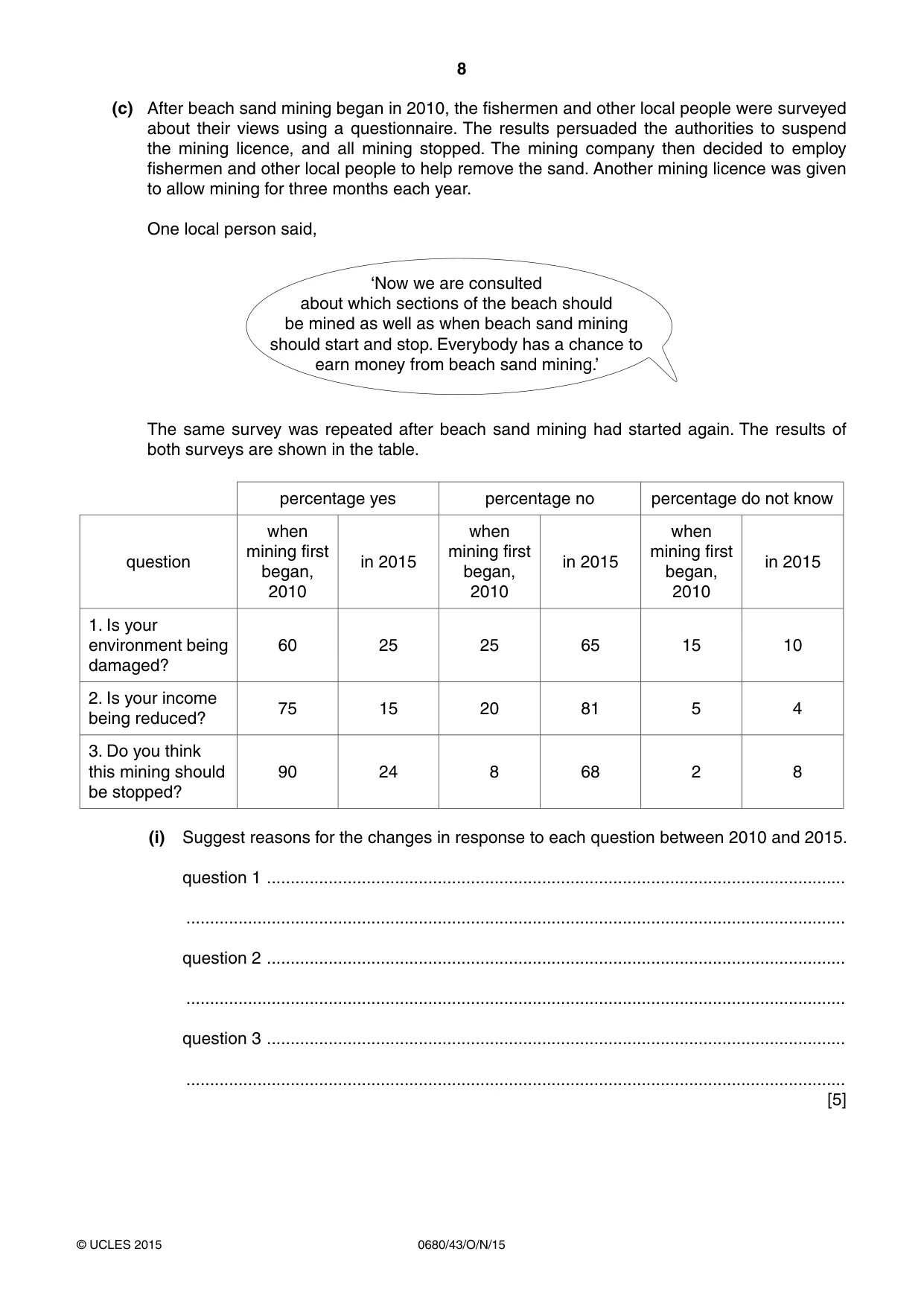 Cambridge IGCSE Environmental Management 0680 2015 Oct/Nov Paper 4 · Variant 3 question paper, page 8 of 20