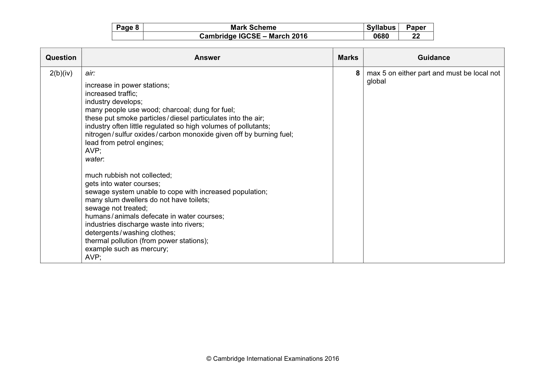 Mark scheme, page 8 of 10