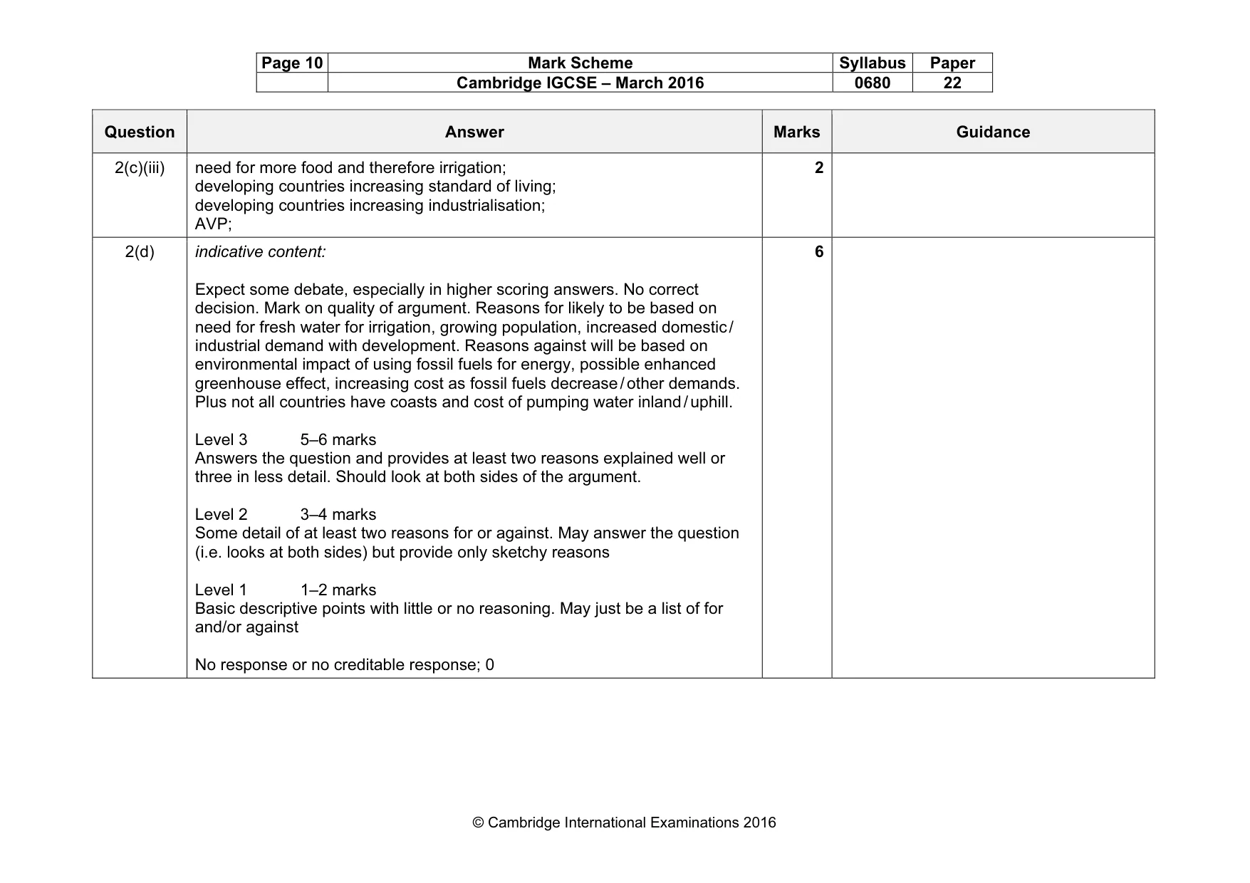 Mark scheme, page 10 of 10