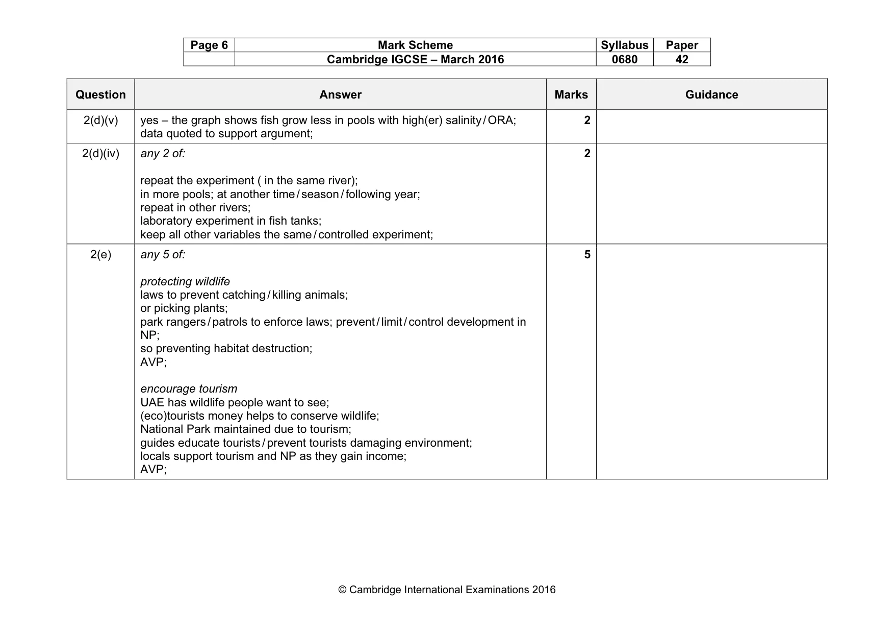 Mark scheme, page 6 of 6