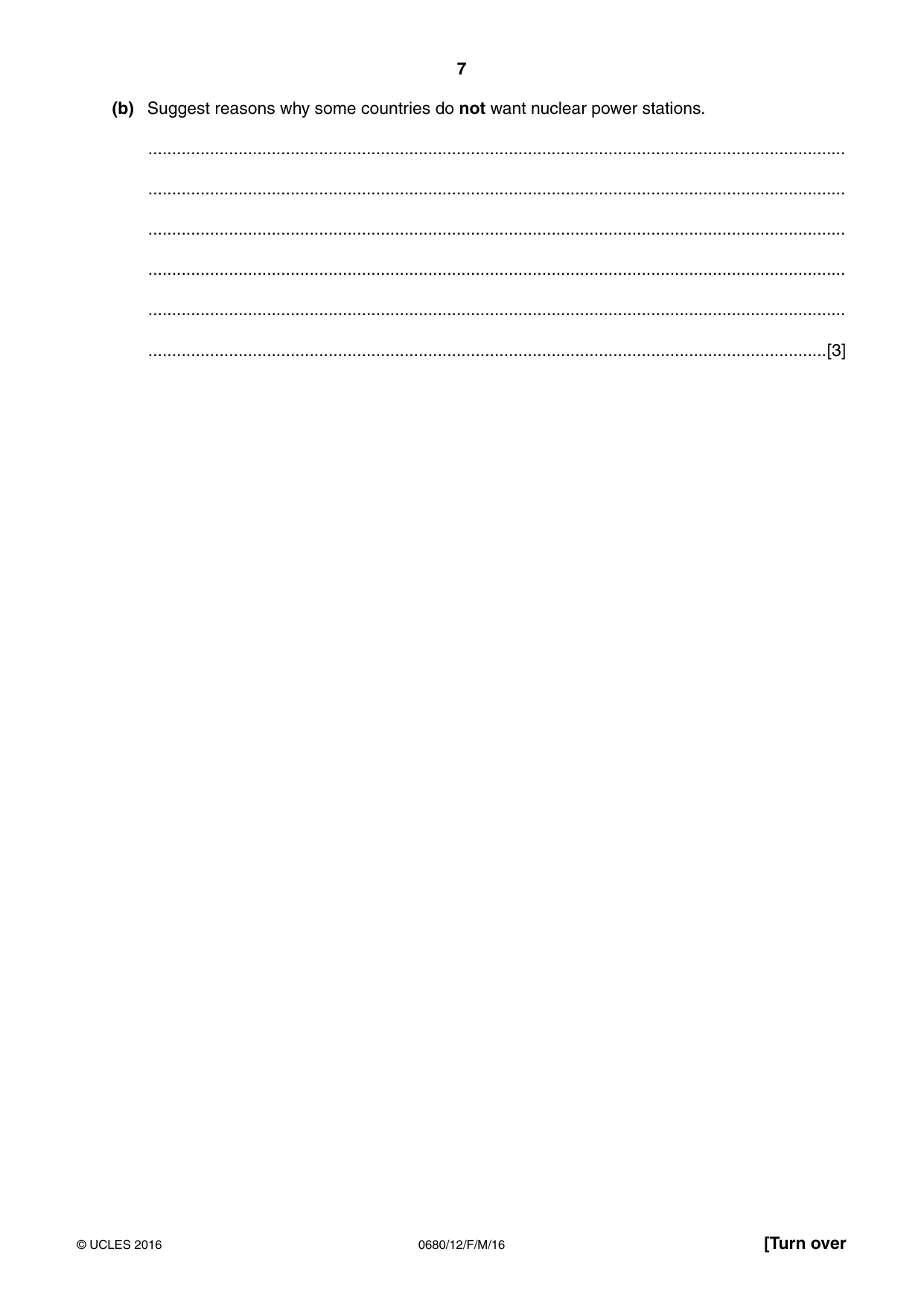 Cambridge IGCSE Environmental Management 0680 2016 Feb/March Paper 1 · Variant 2 question paper, page 7 of 16