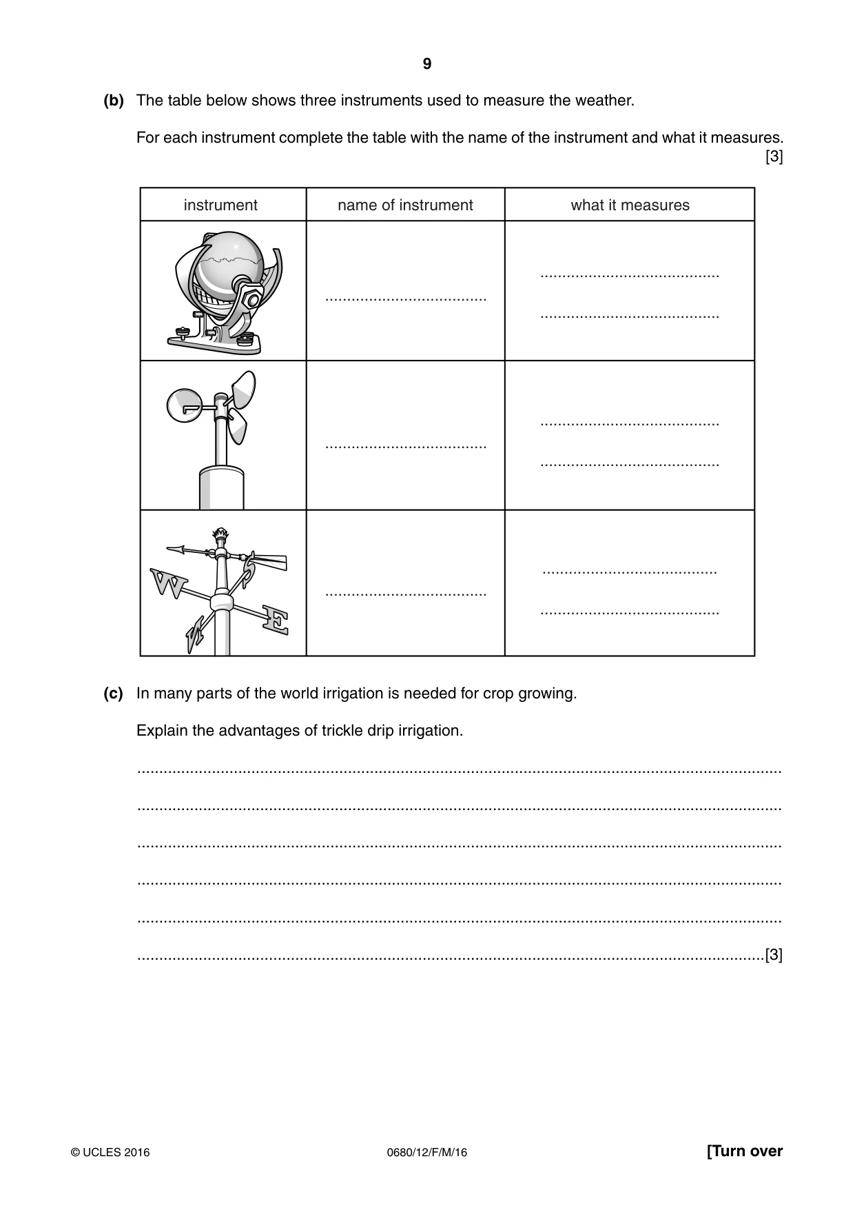 Cambridge IGCSE Environmental Management 0680 2016 Feb/March Paper 1 · Variant 2 question paper, page 9 of 16