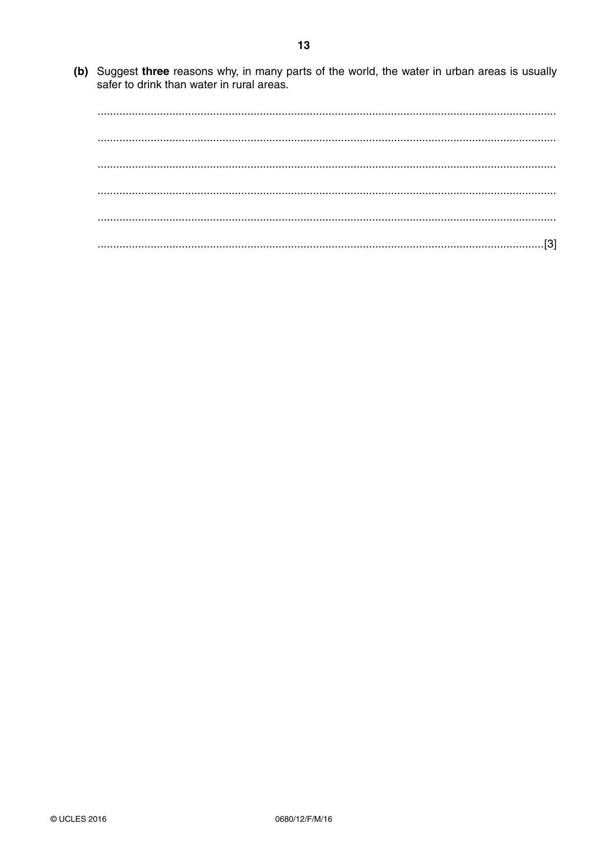 Cambridge IGCSE Environmental Management 0680 2016 Feb/March Paper 1 · Variant 2 question paper, page 13 of 16