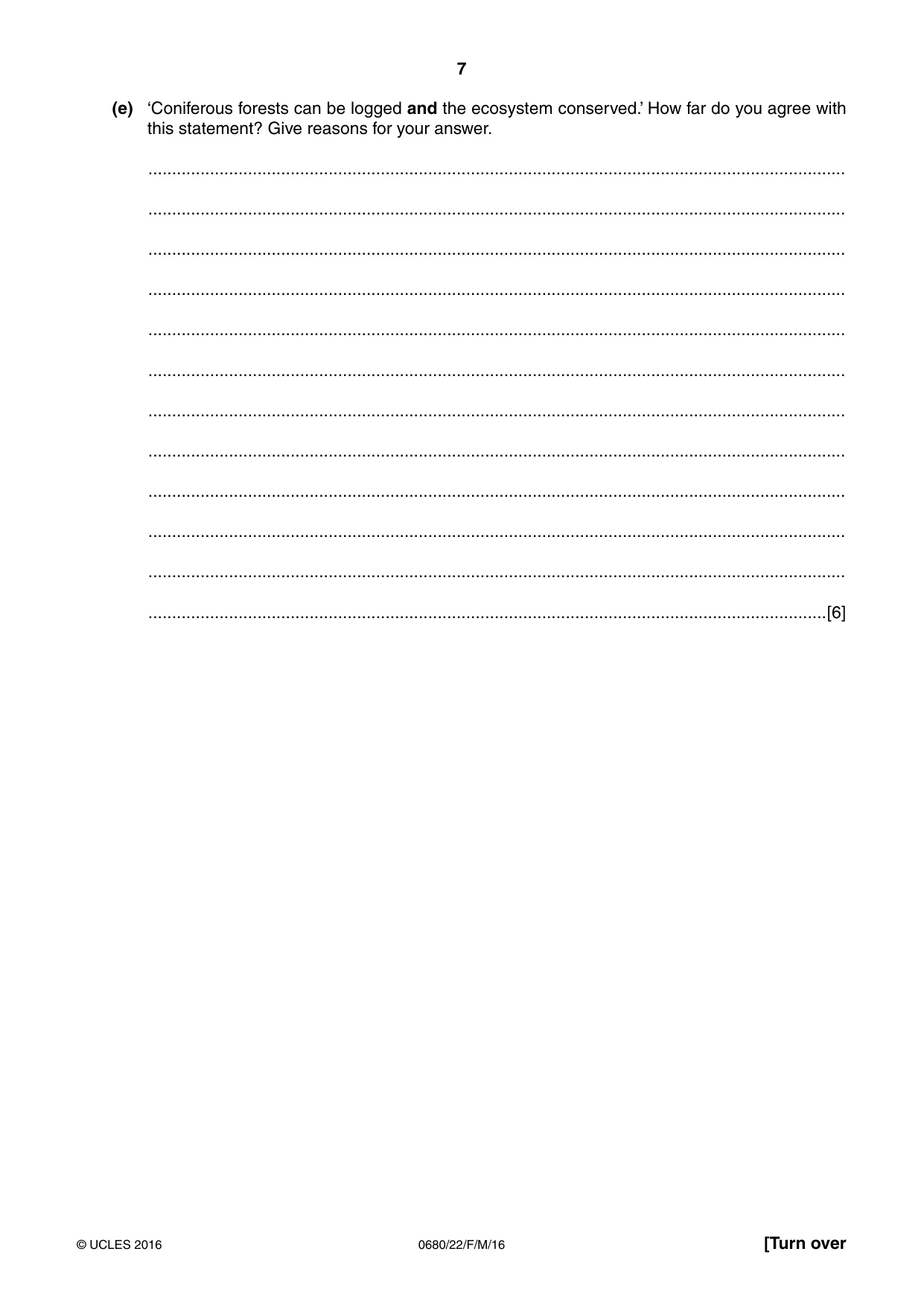 Cambridge IGCSE Environmental Management 0680 2016 Feb/March Paper 2 · Variant 2 question paper, page 7 of 12