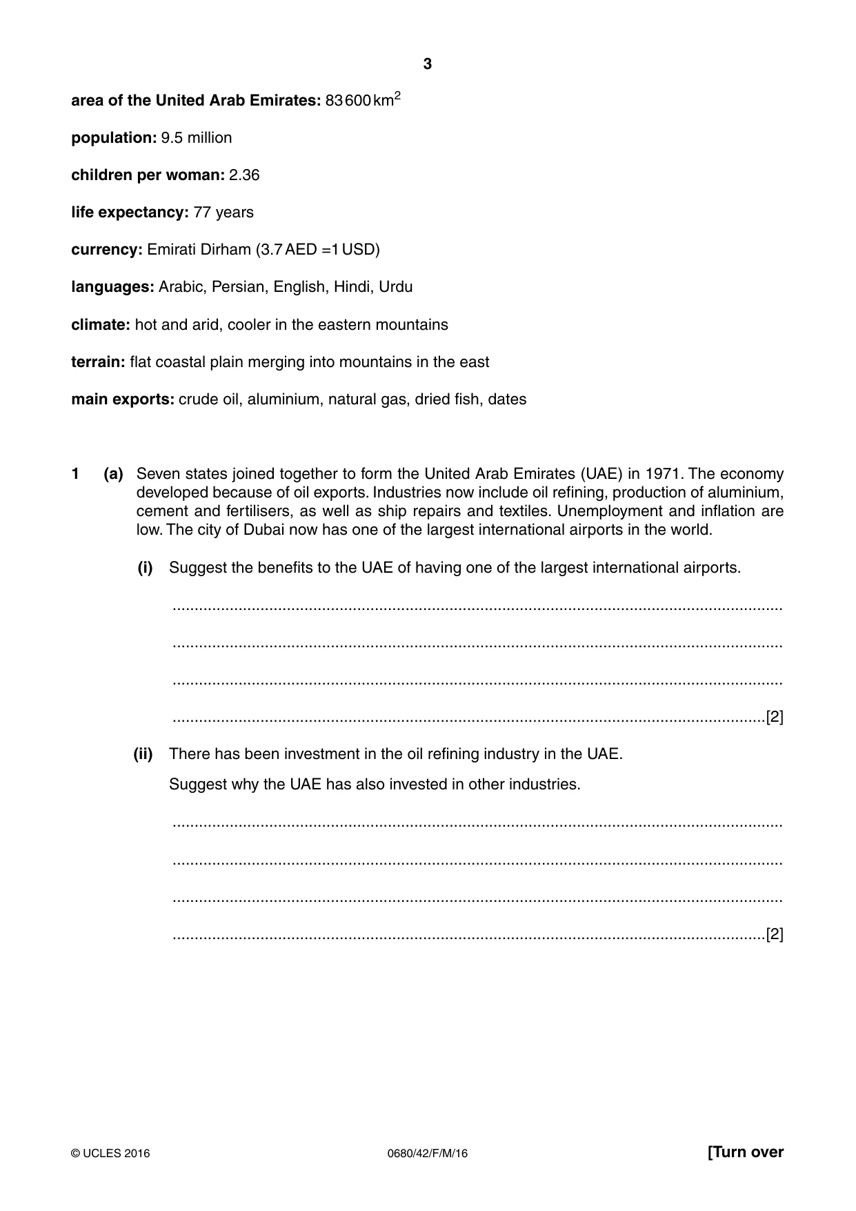 Cambridge IGCSE Environmental Management 0680 2016 Feb/March Paper 4 · Variant 2 question paper, page 3 of 16