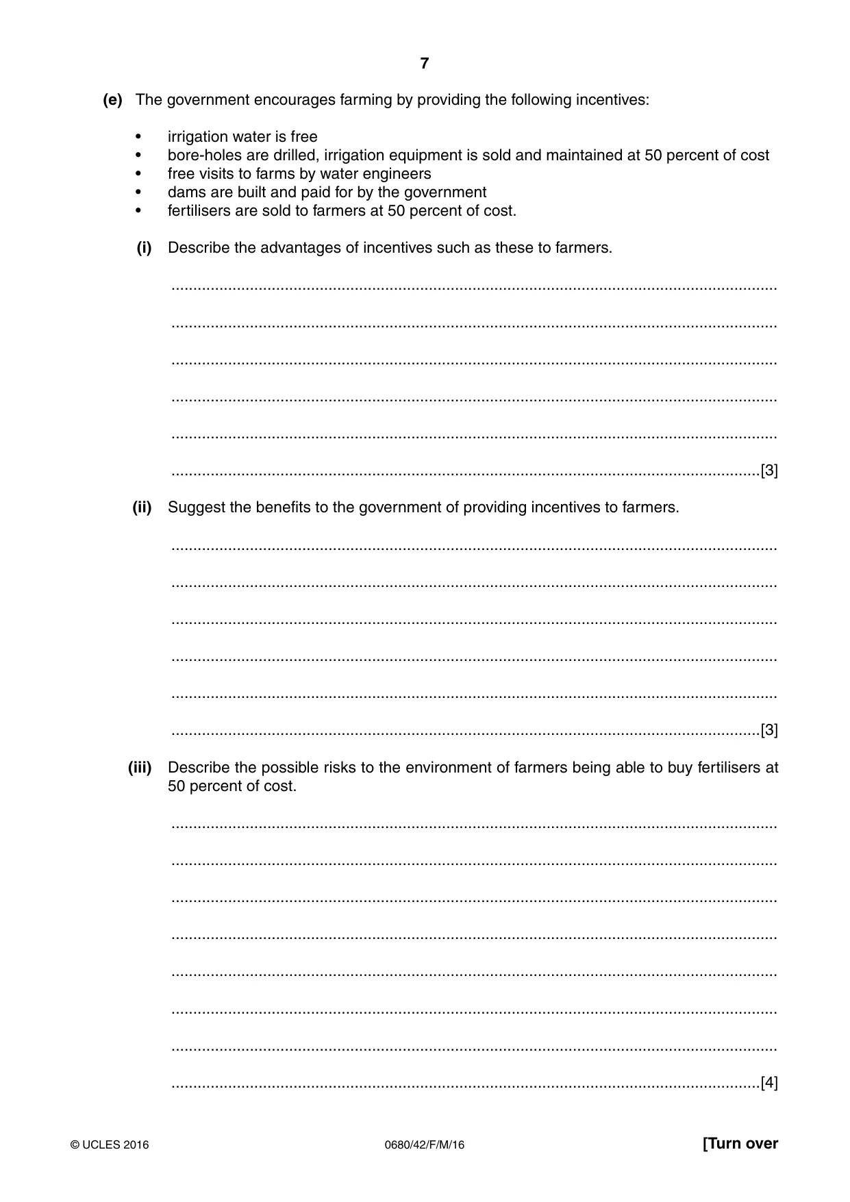 Cambridge IGCSE Environmental Management 0680 2016 Feb/March Paper 4 · Variant 2 question paper, page 7 of 16