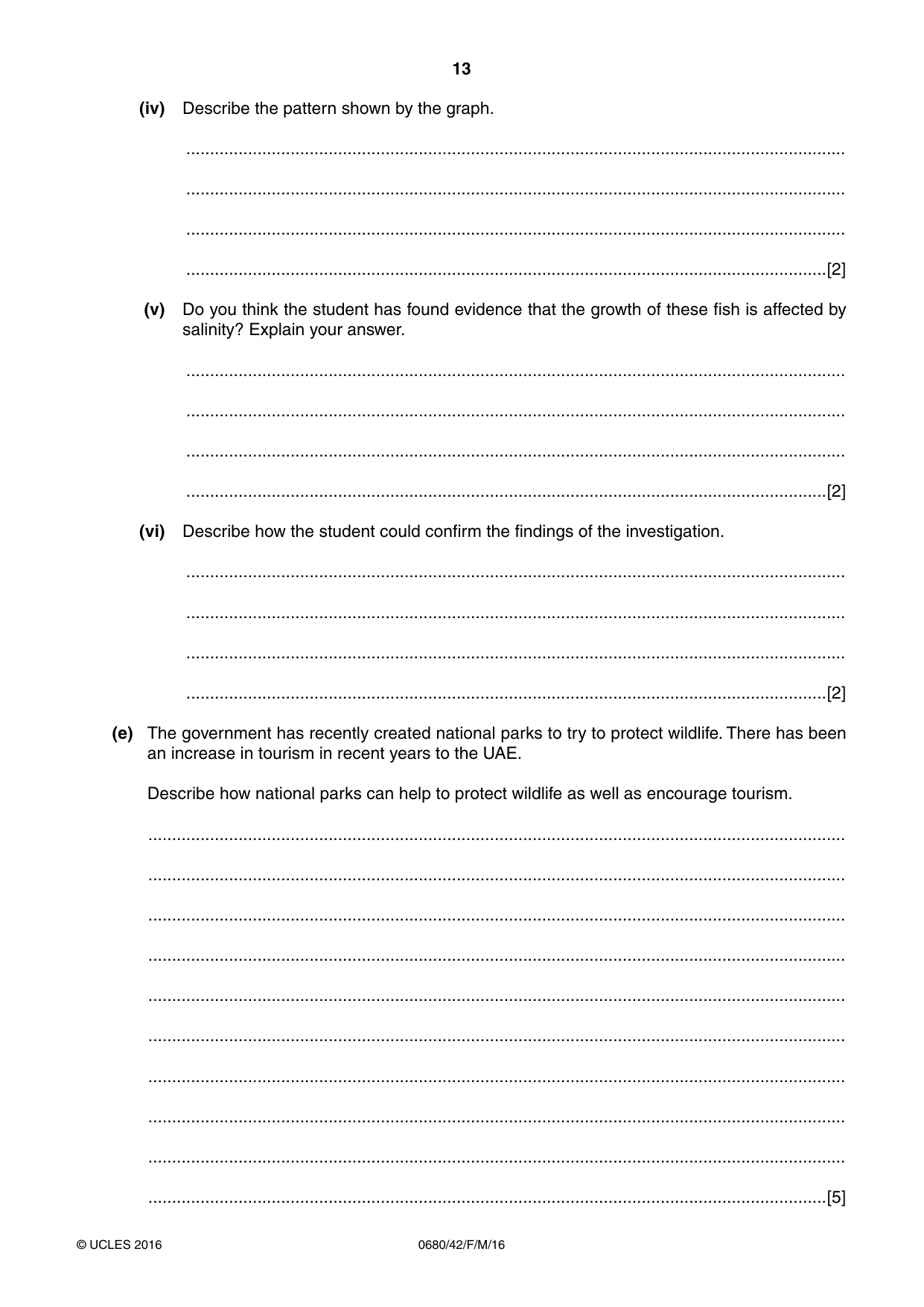 Cambridge IGCSE Environmental Management 0680 2016 Feb/March Paper 4 · Variant 2 question paper, page 13 of 16