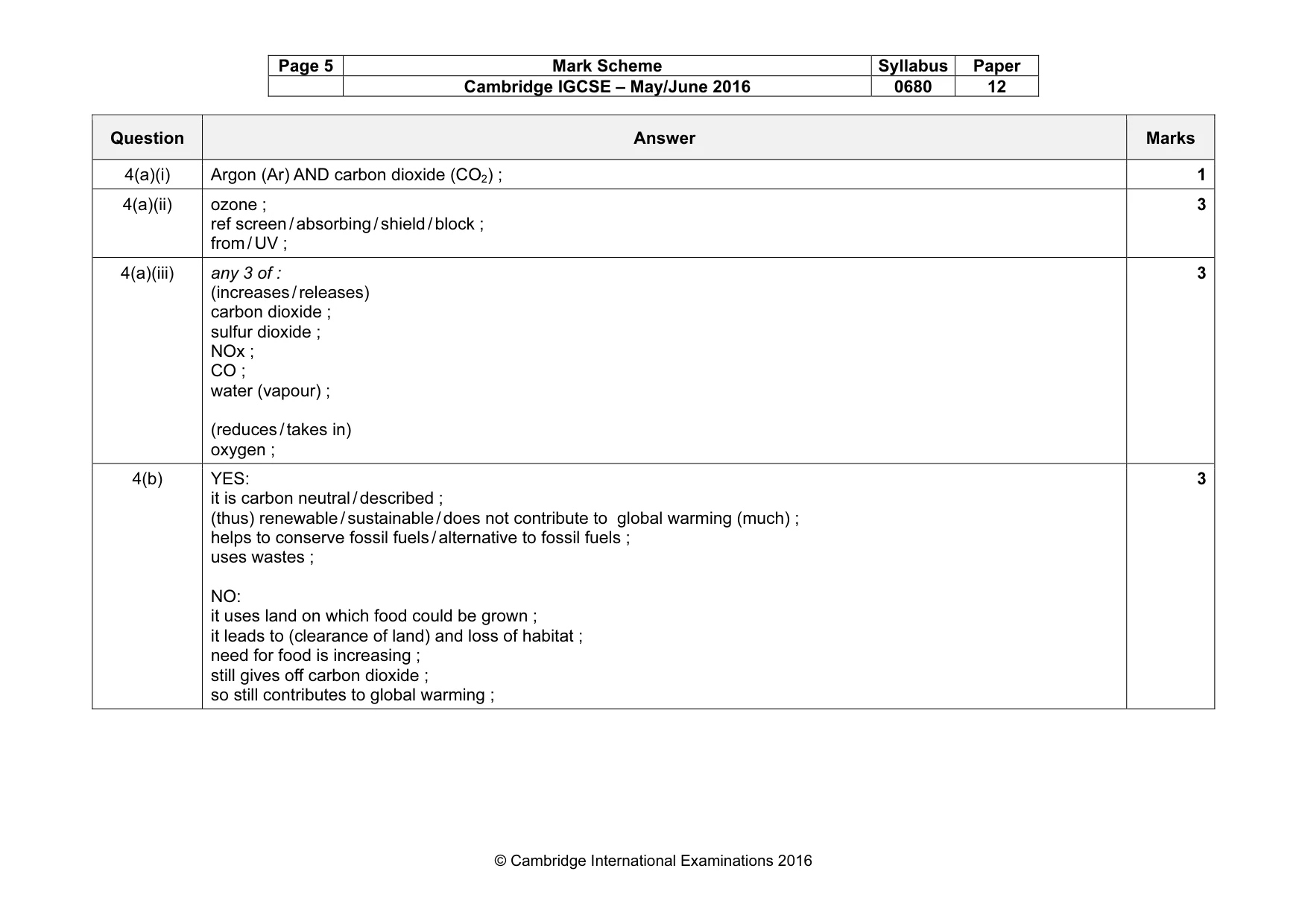 Mark scheme, page 5 of 7