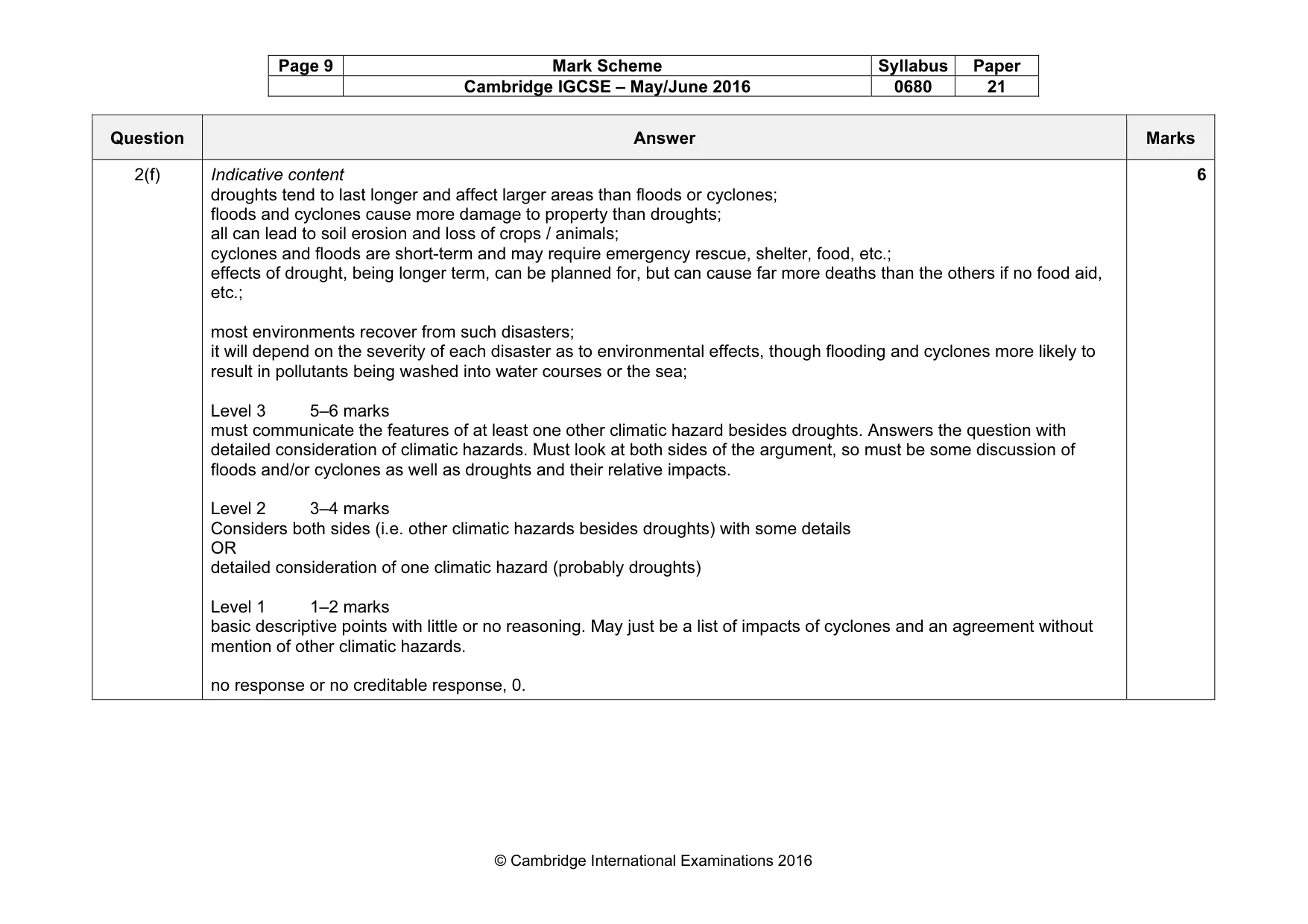 Mark scheme, page 9 of 9
