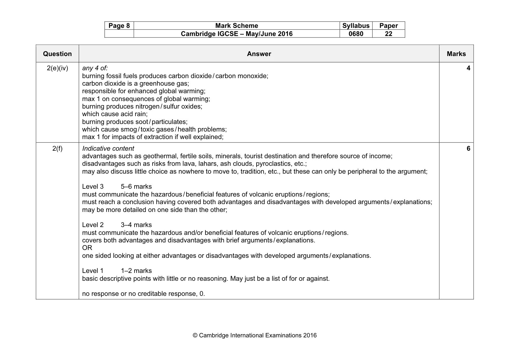 Mark scheme, page 8 of 8