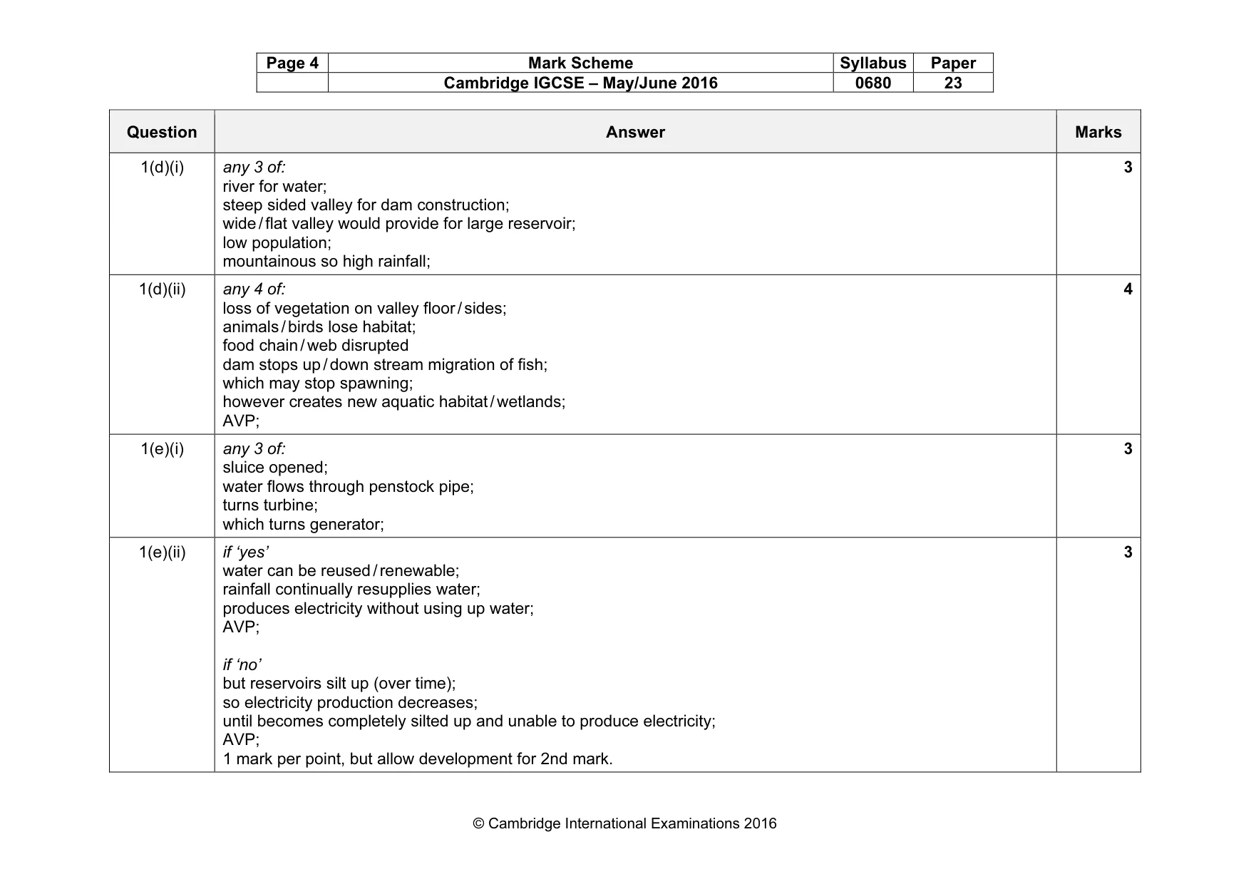 Mark scheme, page 4 of 9