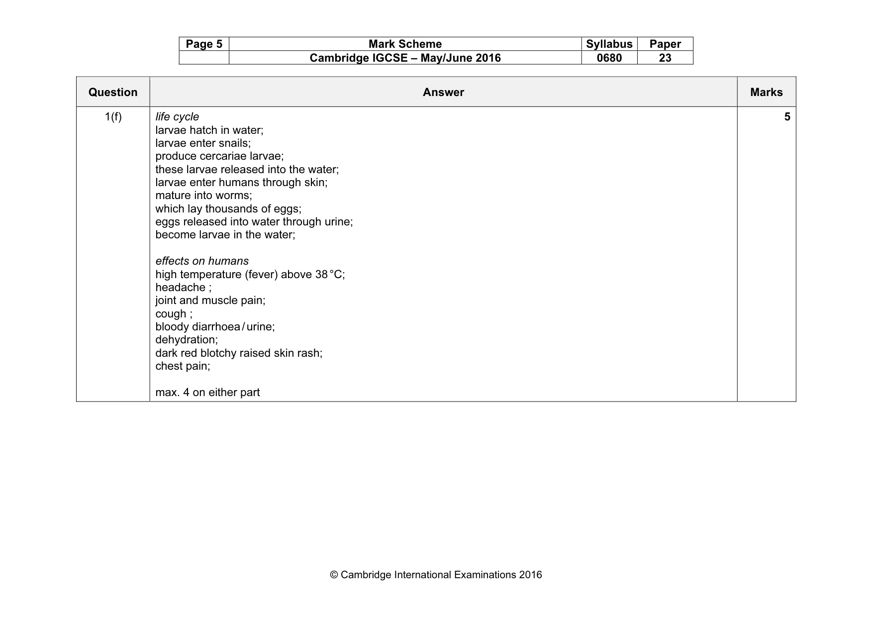 Mark scheme, page 5 of 9