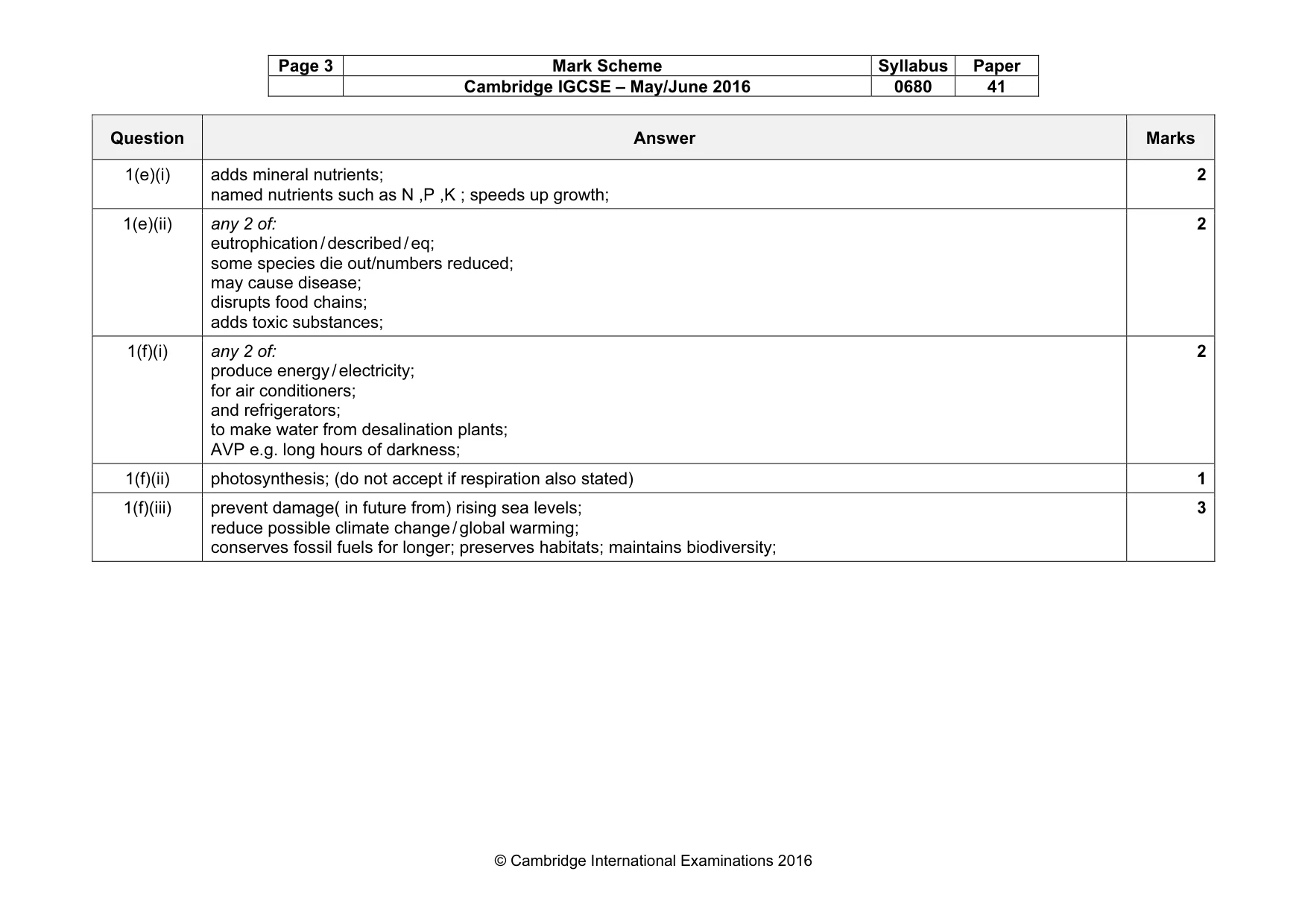 Mark scheme, page 3 of 6