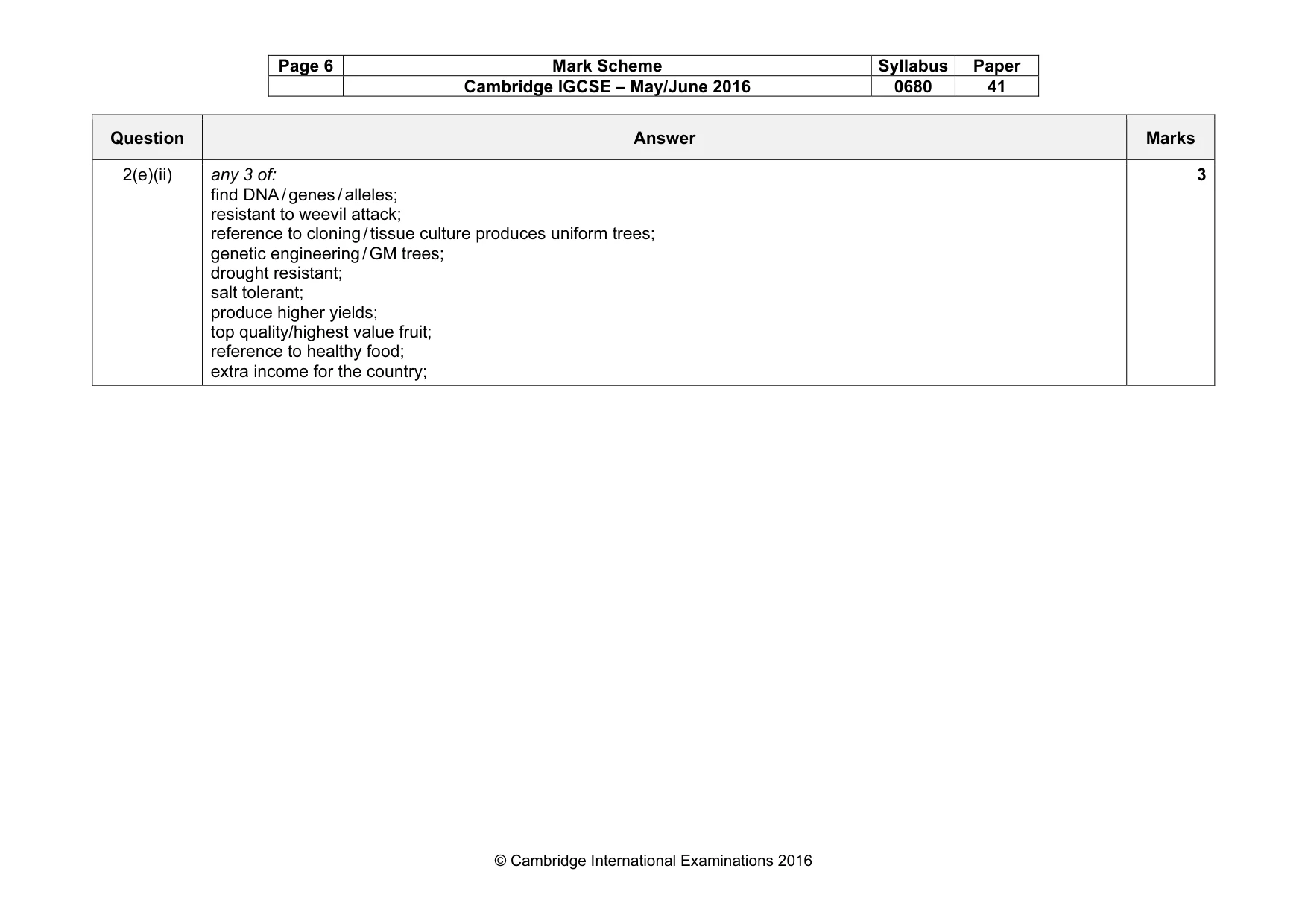 Mark scheme, page 6 of 6
