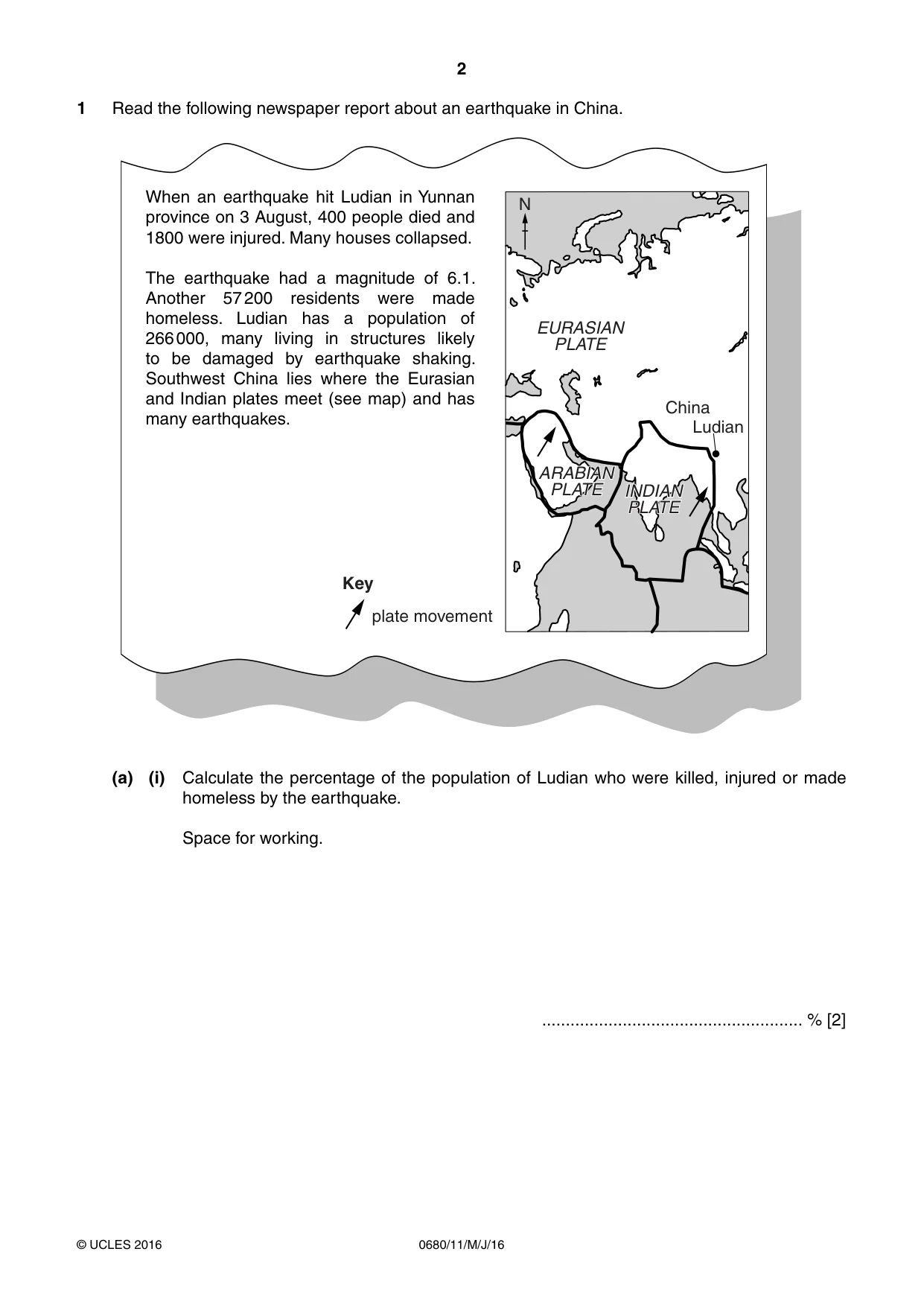 Cambridge IGCSE Environmental Management 0680 2016 May/June Paper 1 · Variant 1 question paper, page 2 of 16