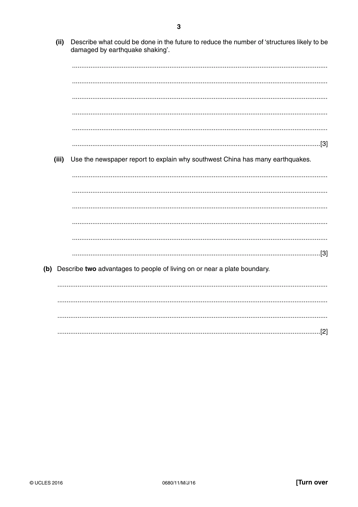 Cambridge IGCSE Environmental Management 0680 2016 May/June Paper 1 · Variant 1 question paper, page 3 of 16