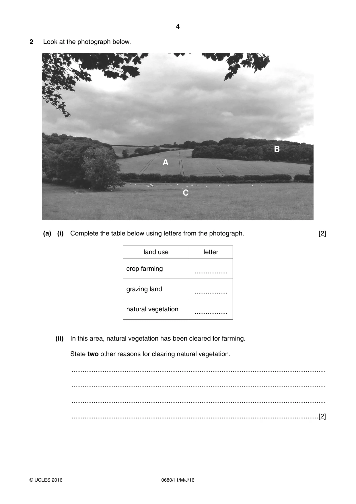 Cambridge IGCSE Environmental Management 0680 2016 May/June Paper 1 · Variant 1 question paper, page 4 of 16