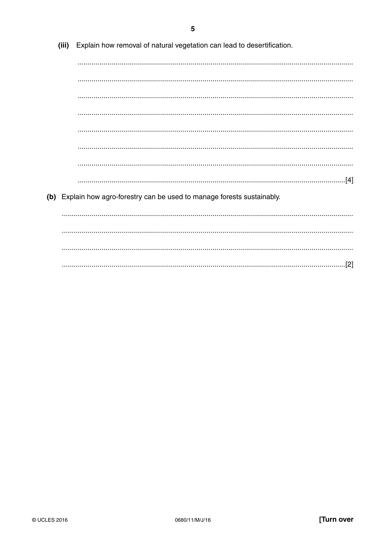 Cambridge IGCSE Environmental Management 0680 2016 May/June Paper 1 · Variant 1 question paper, page 5 of 16
