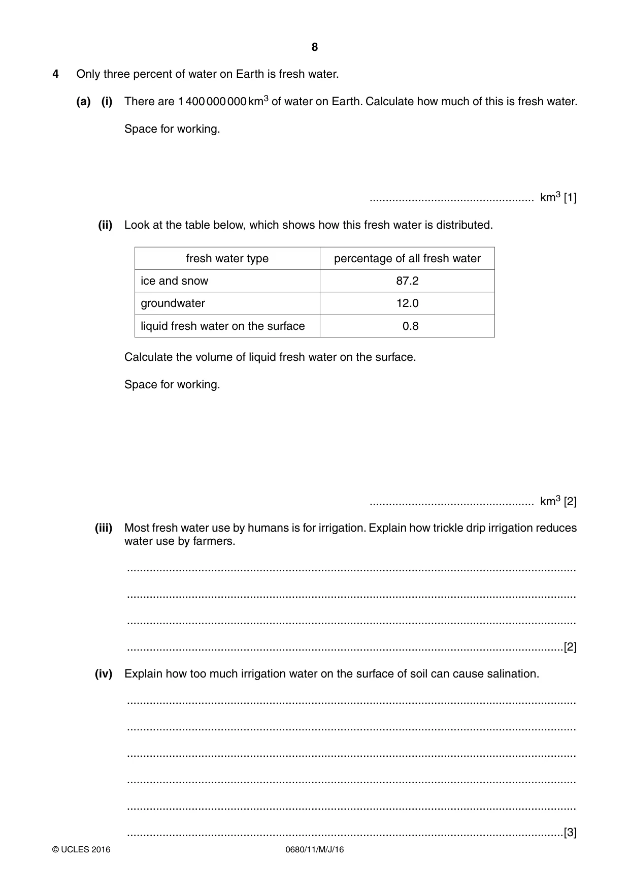 Cambridge IGCSE Environmental Management 0680 2016 May/June Paper 1 · Variant 1 question paper, page 8 of 16