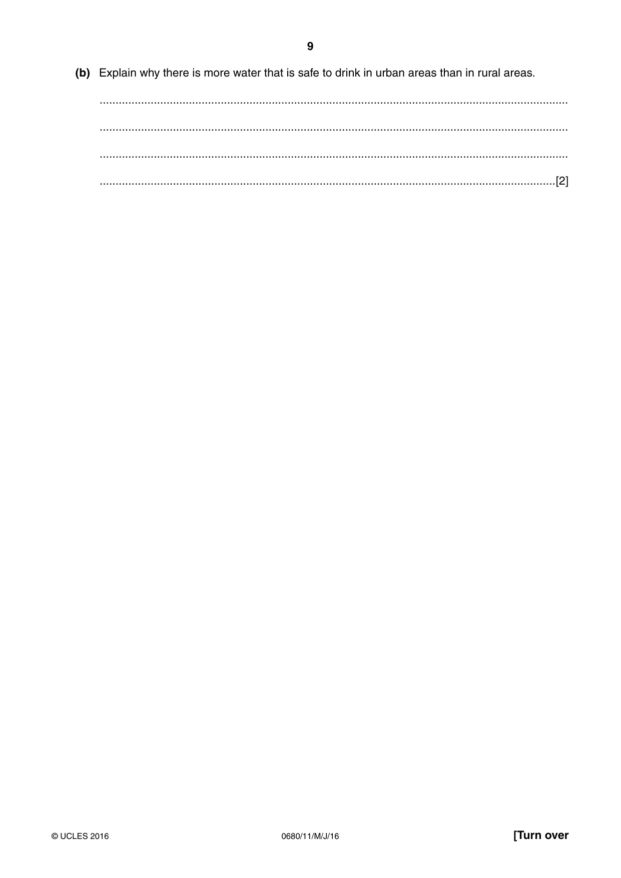 Cambridge IGCSE Environmental Management 0680 2016 May/June Paper 1 · Variant 1 question paper, page 9 of 16