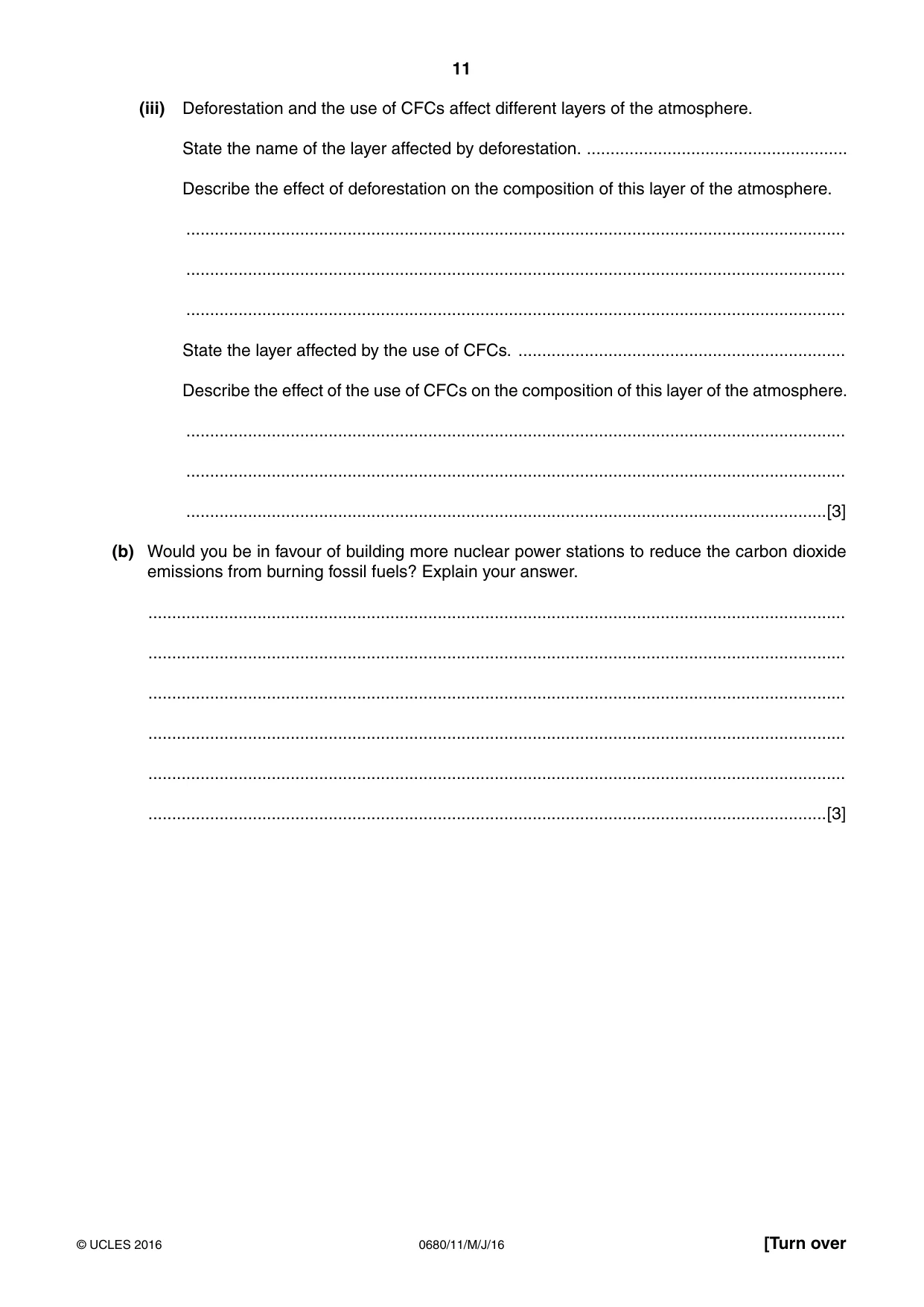 Cambridge IGCSE Environmental Management 0680 2016 May/June Paper 1 · Variant 1 question paper, page 11 of 16
