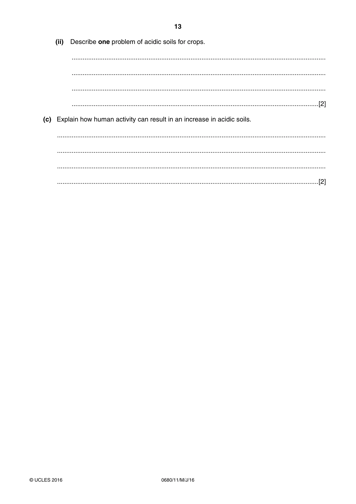 Cambridge IGCSE Environmental Management 0680 2016 May/June Paper 1 · Variant 1 question paper, page 13 of 16