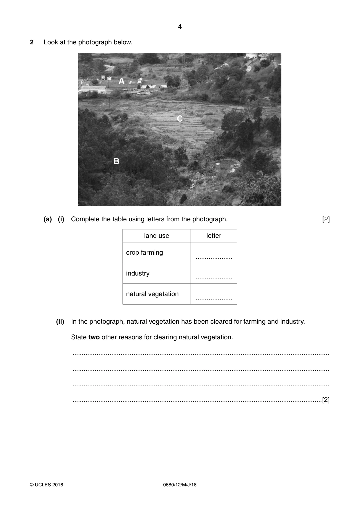 Cambridge IGCSE Environmental Management 0680 2016 May/June Paper 1 · Variant 2 question paper, page 4 of 16